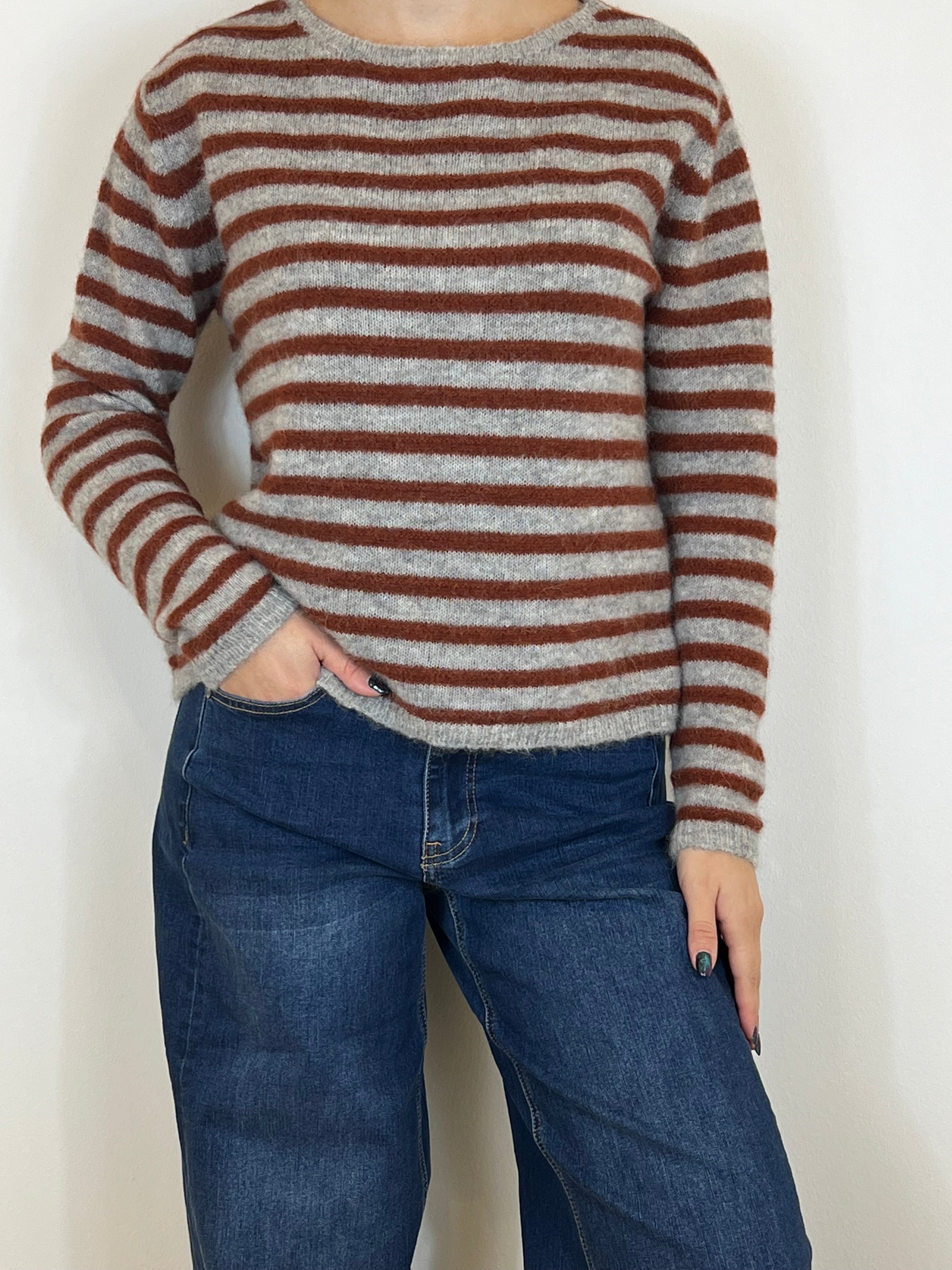 Matié maglia baby grigio/tabacco