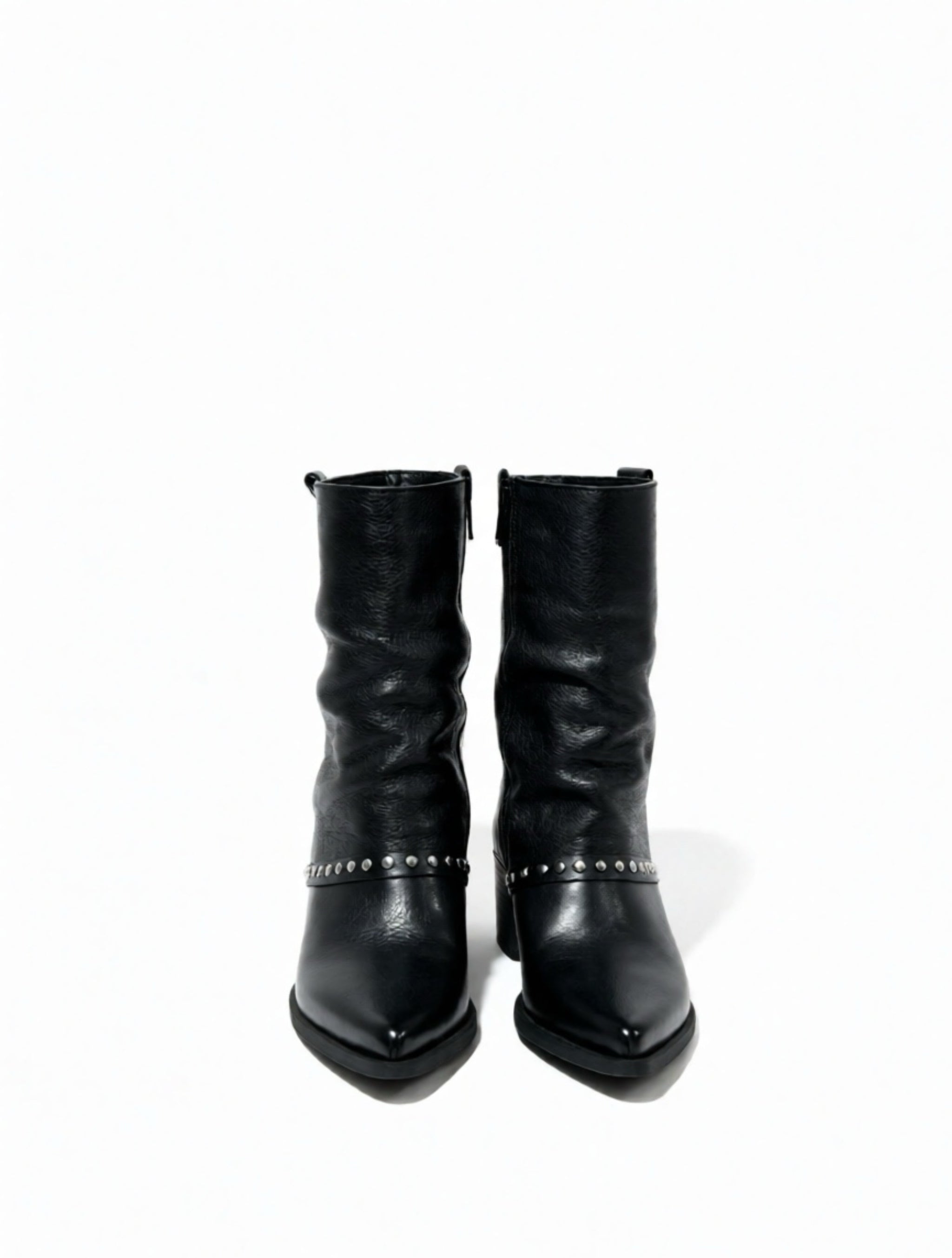 Texani pelle borchie nero