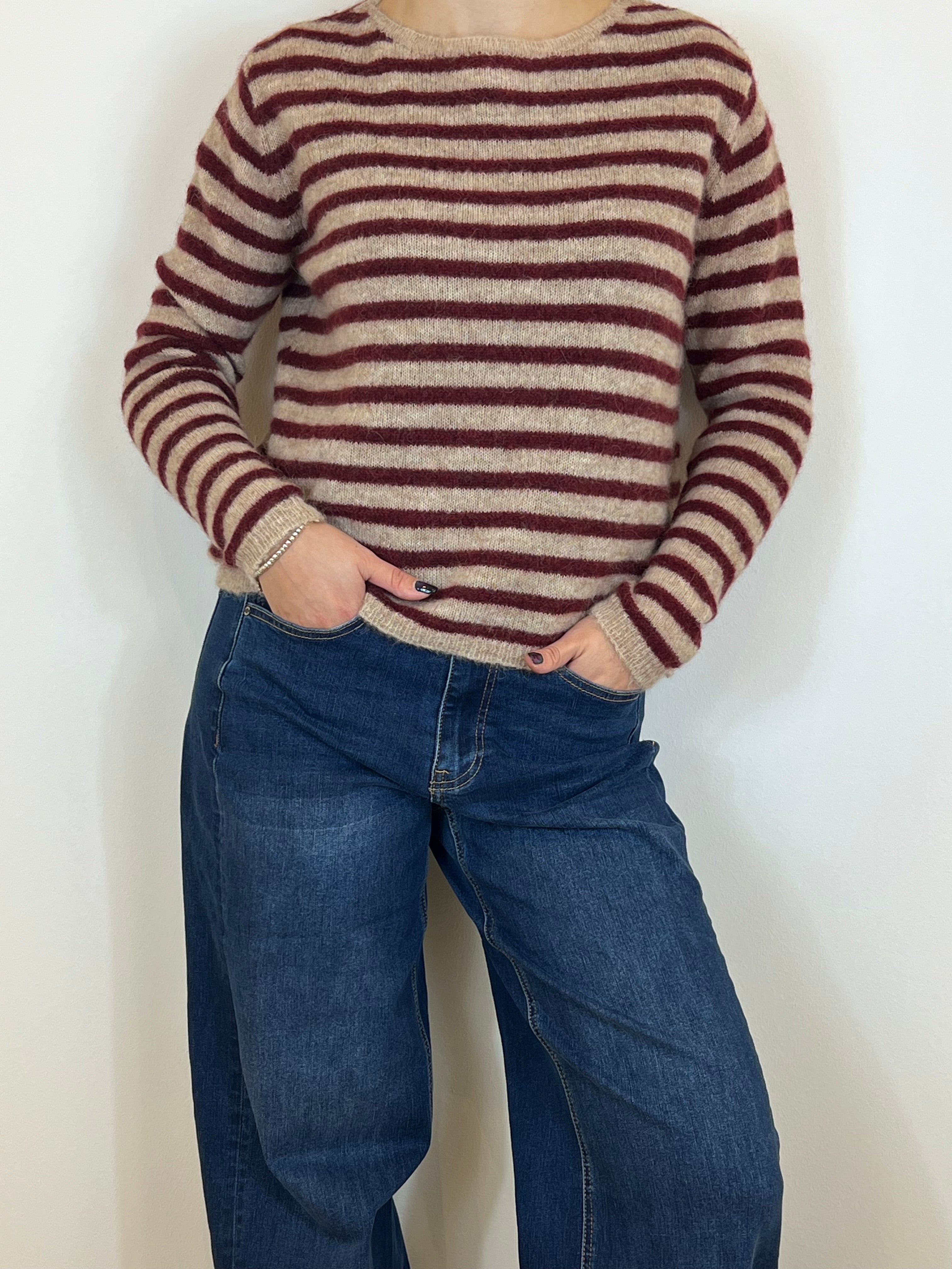 Matié maglia baby beige/bordeaux