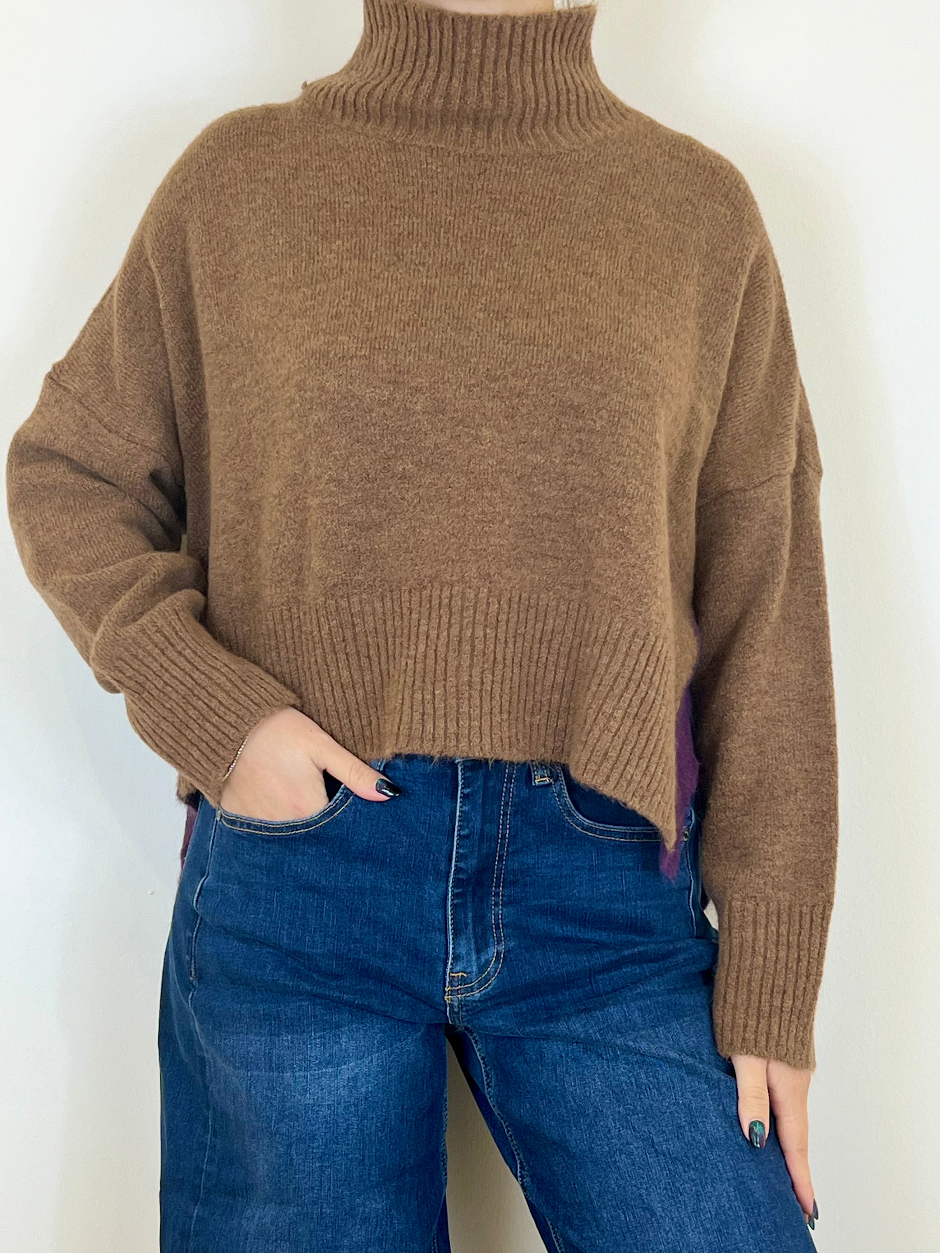 Matié maglia lea cammello/viola