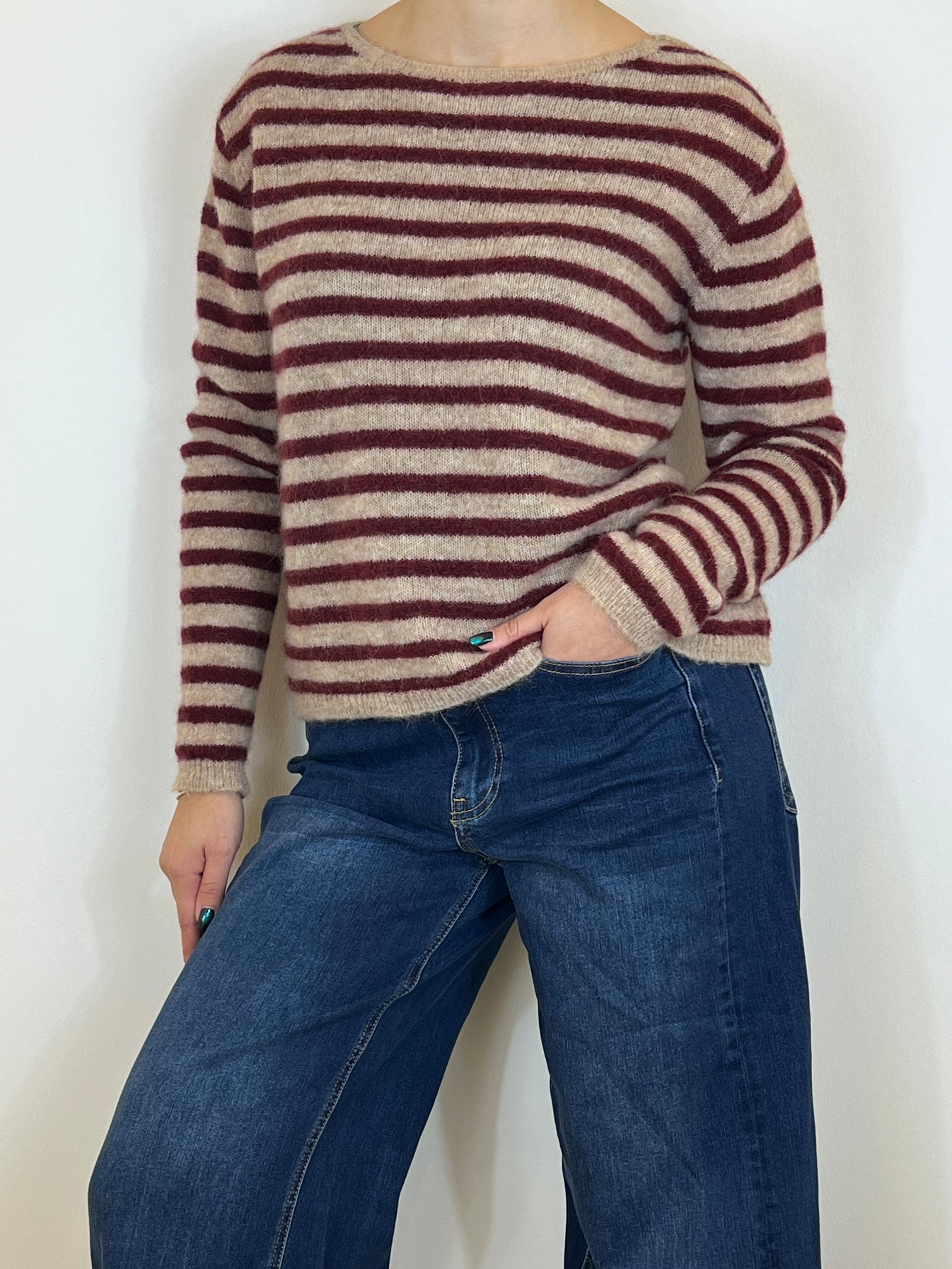 Matié maglia baby beige/bordeaux