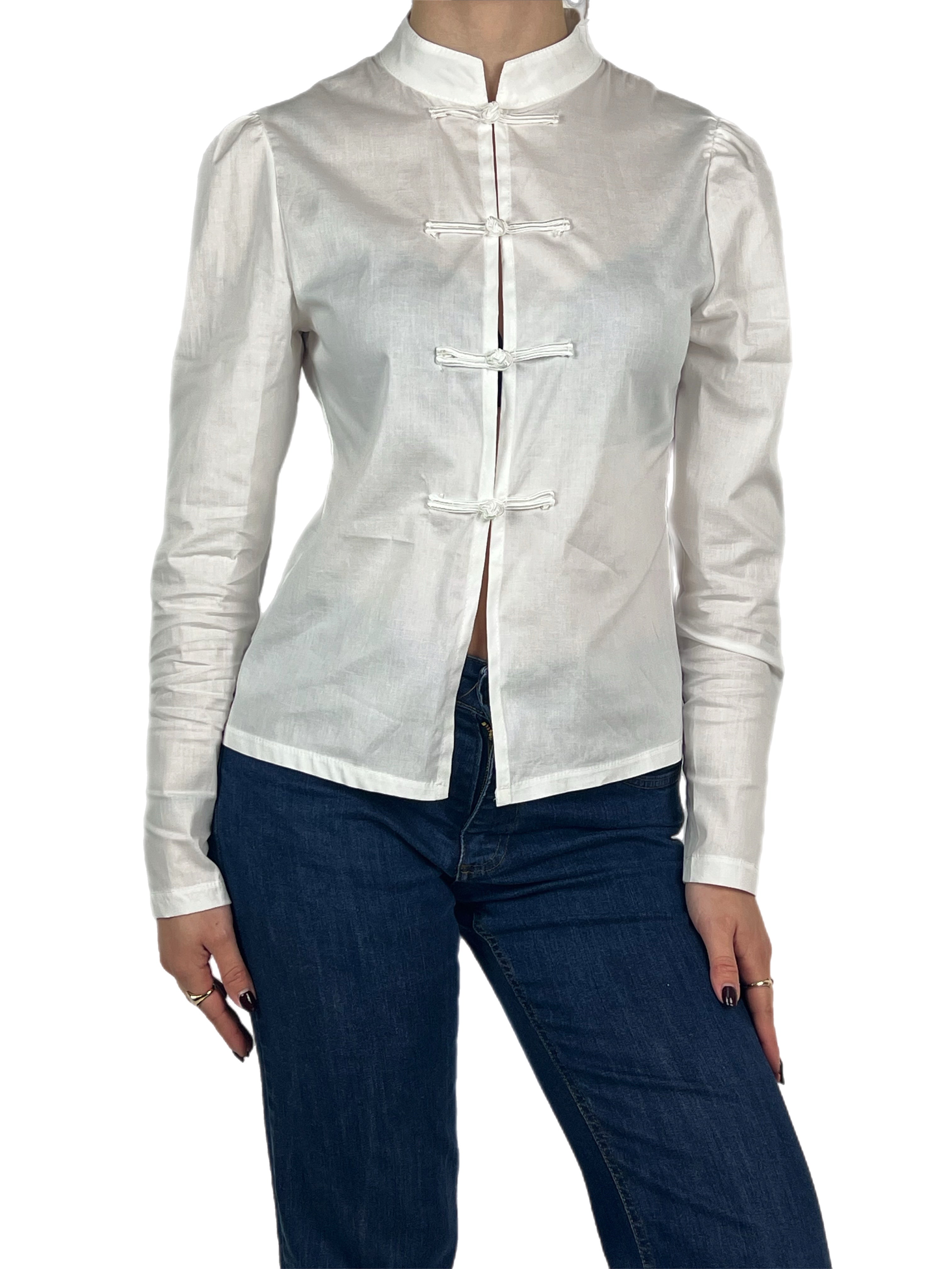 Brend camicia alamari bianco