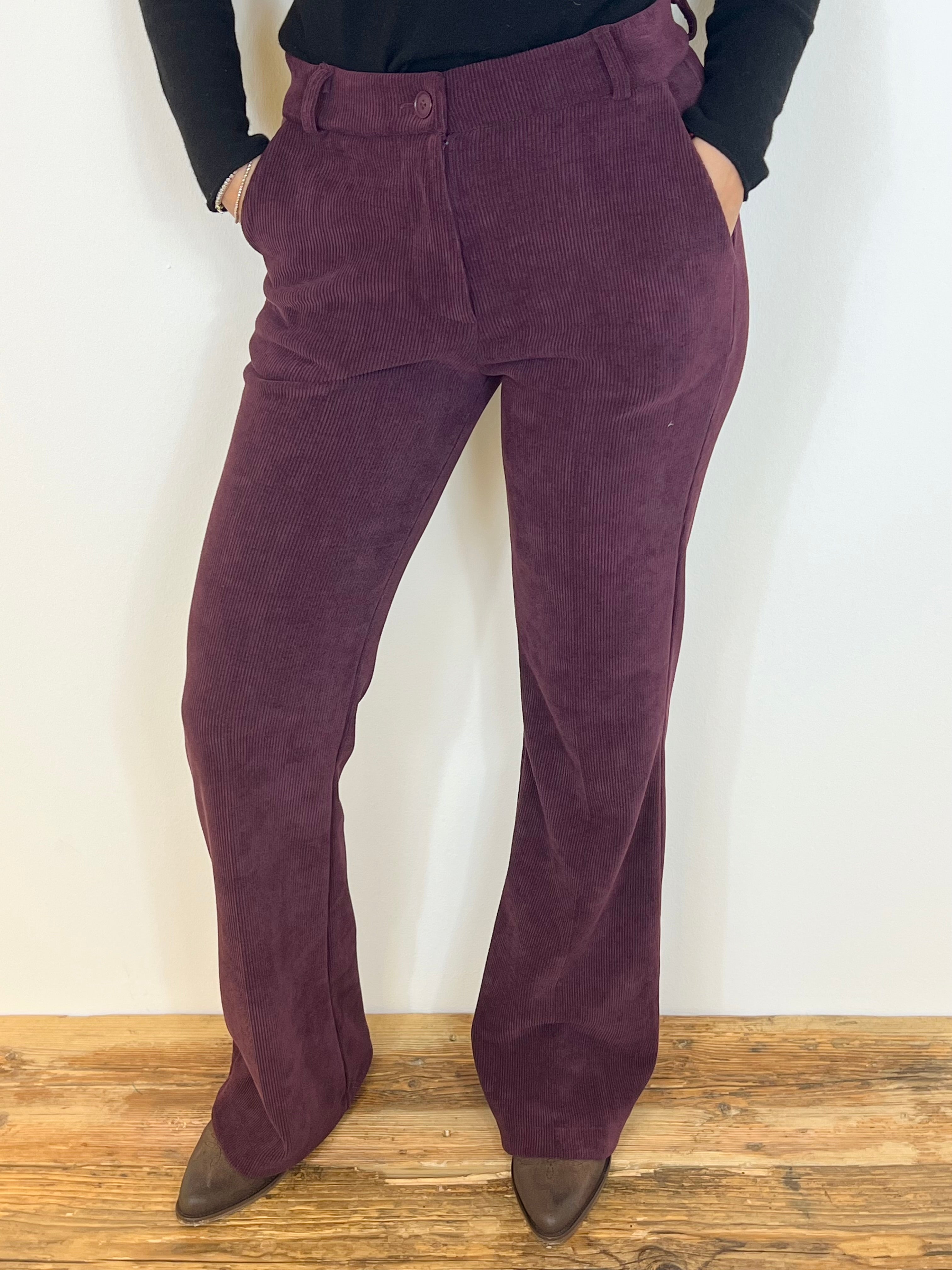 Matié pantalone velluto vinaccia