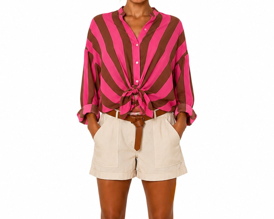 Matié camicia Blanca fucsia/ciokko