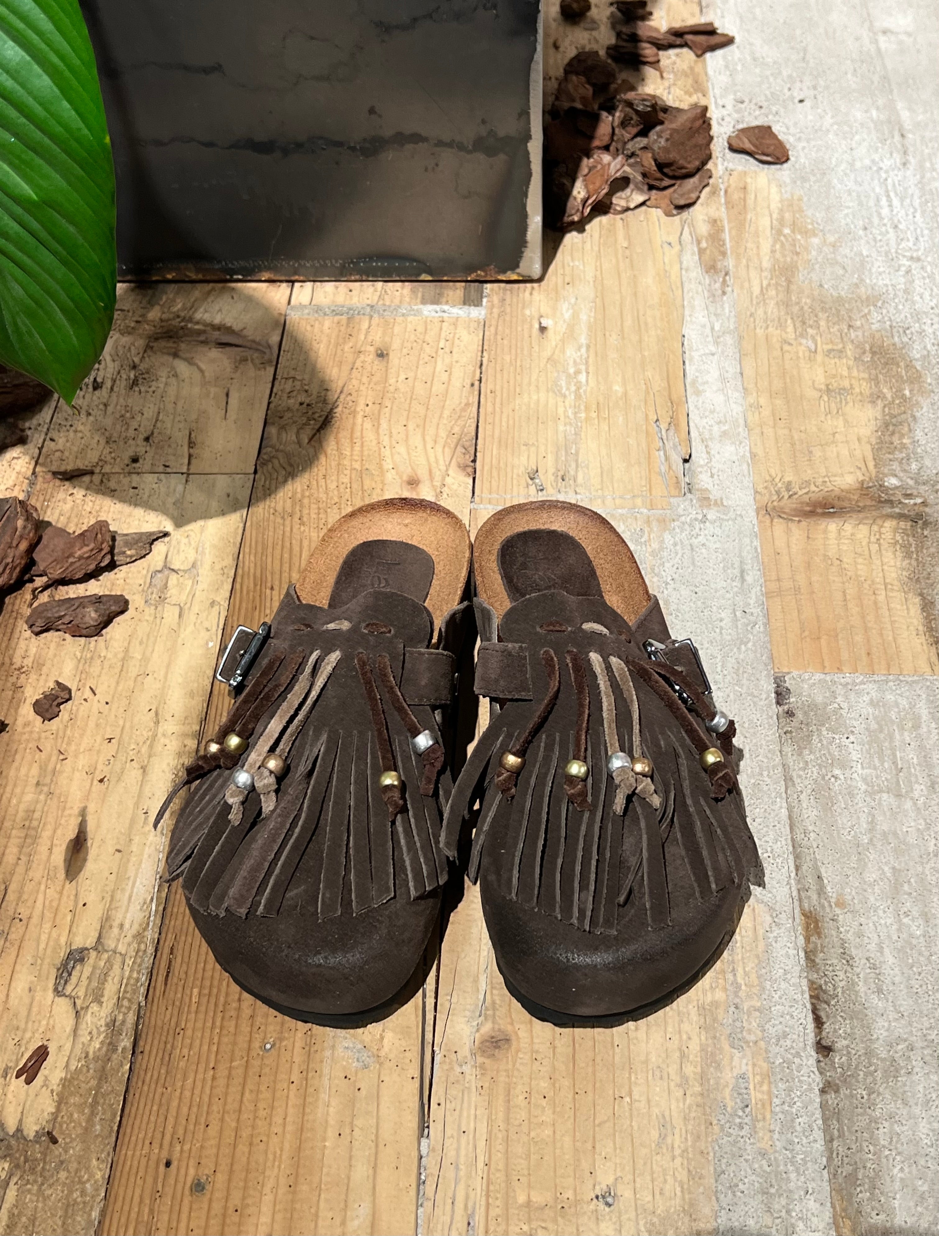 Birky camoscio frange cioccolato