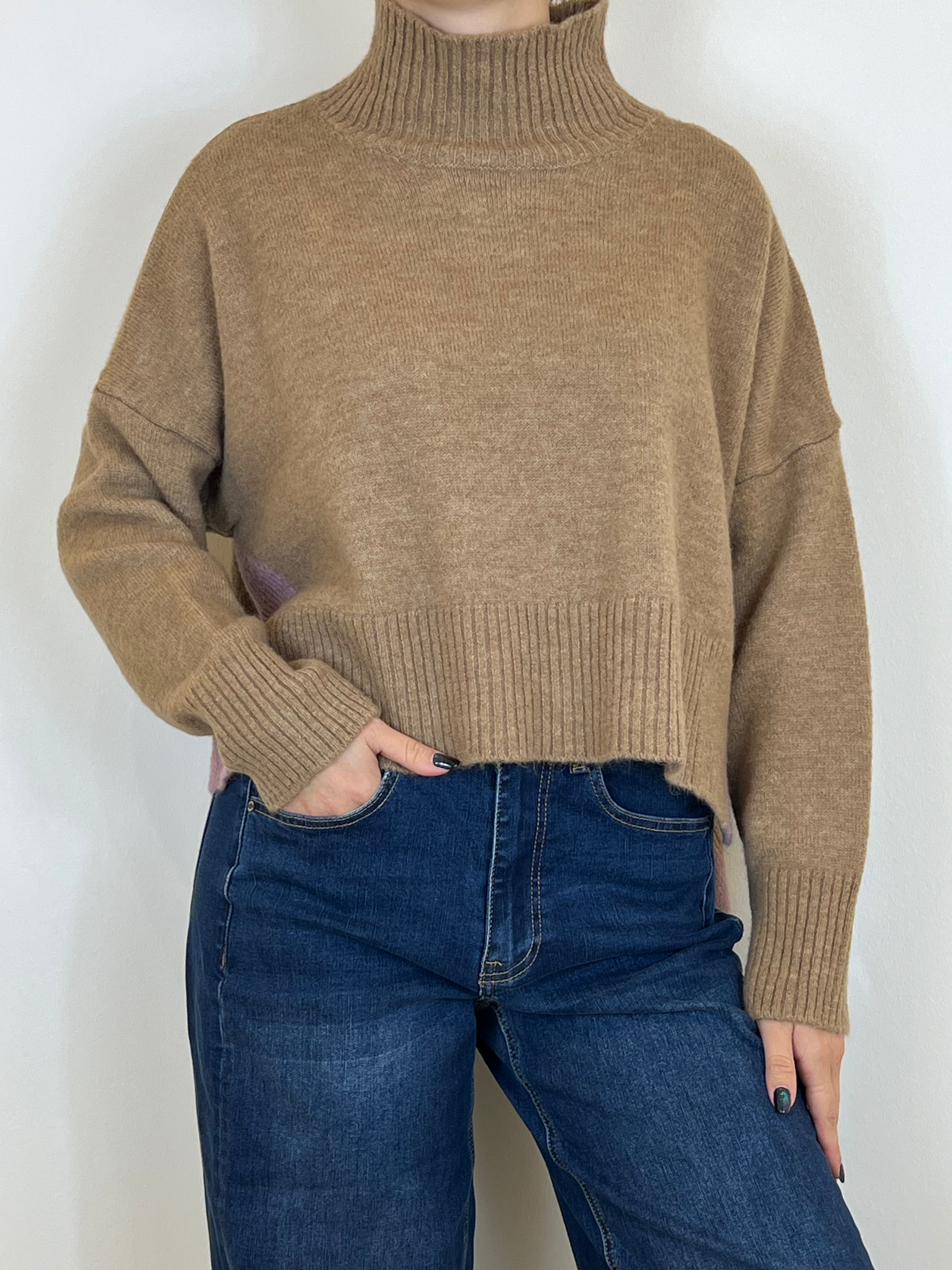 Matié maglia lea cammello/rosa