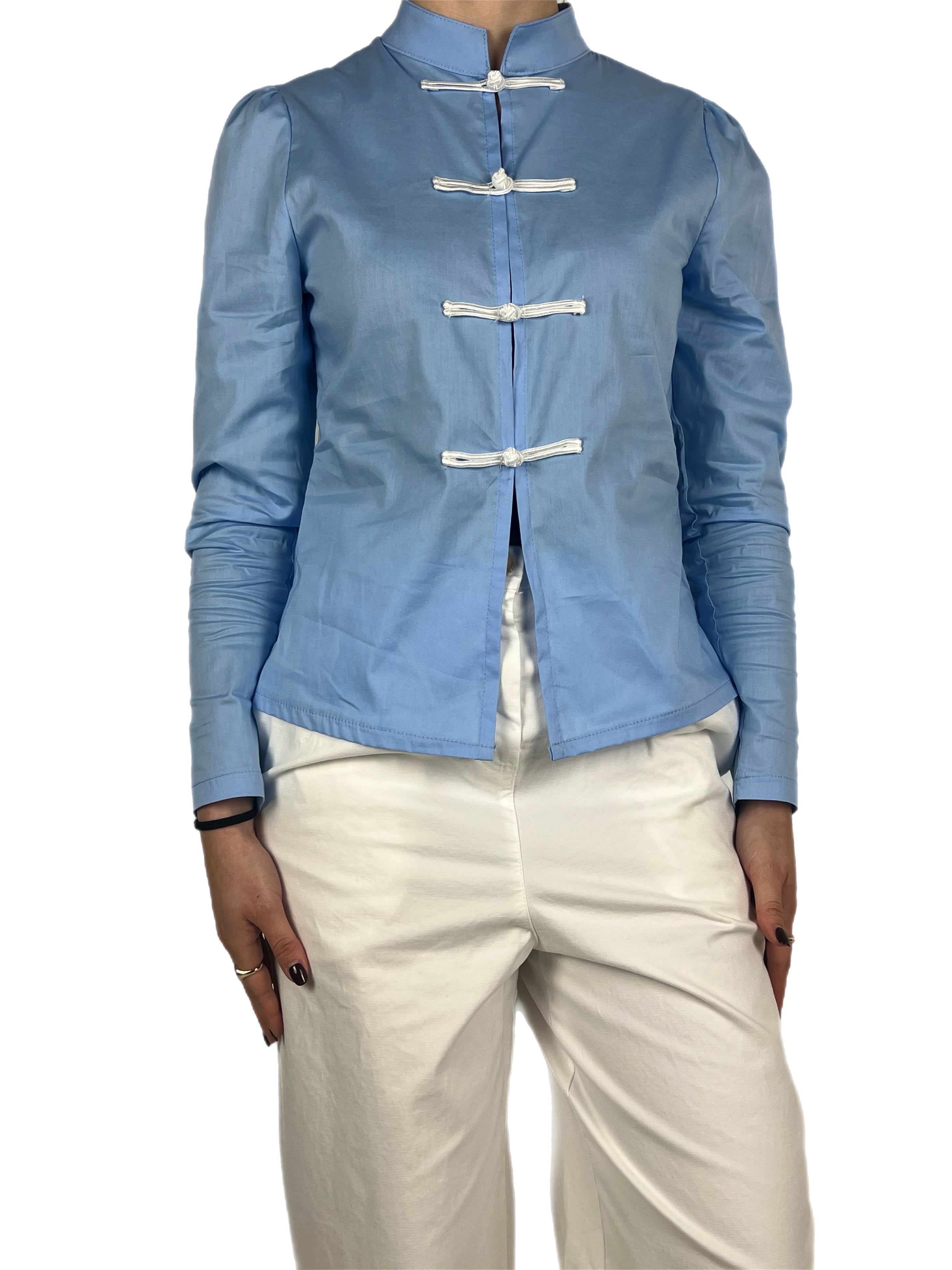 Brend camicia alamari azzurro