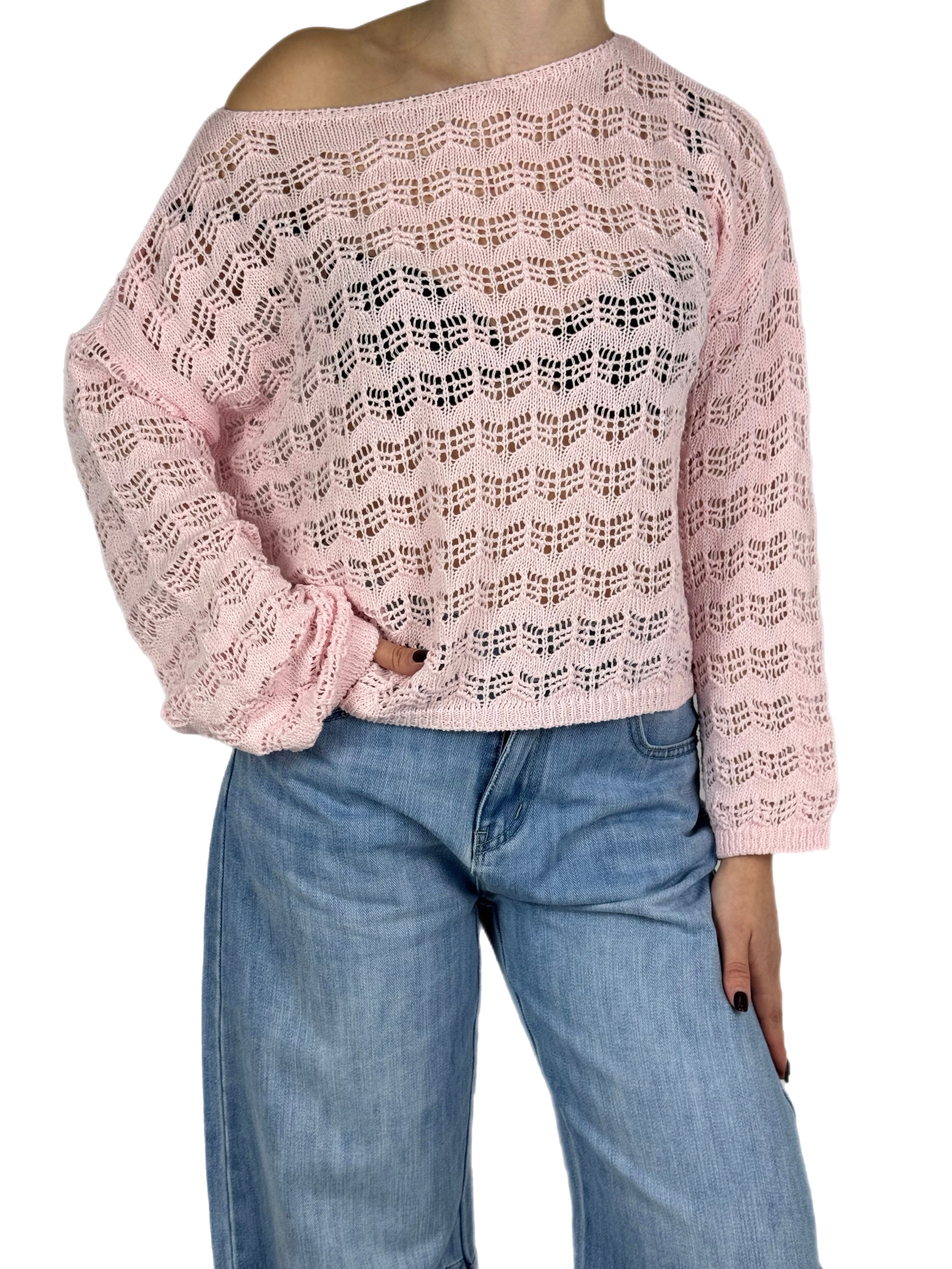 Brend maglia traforata rosa