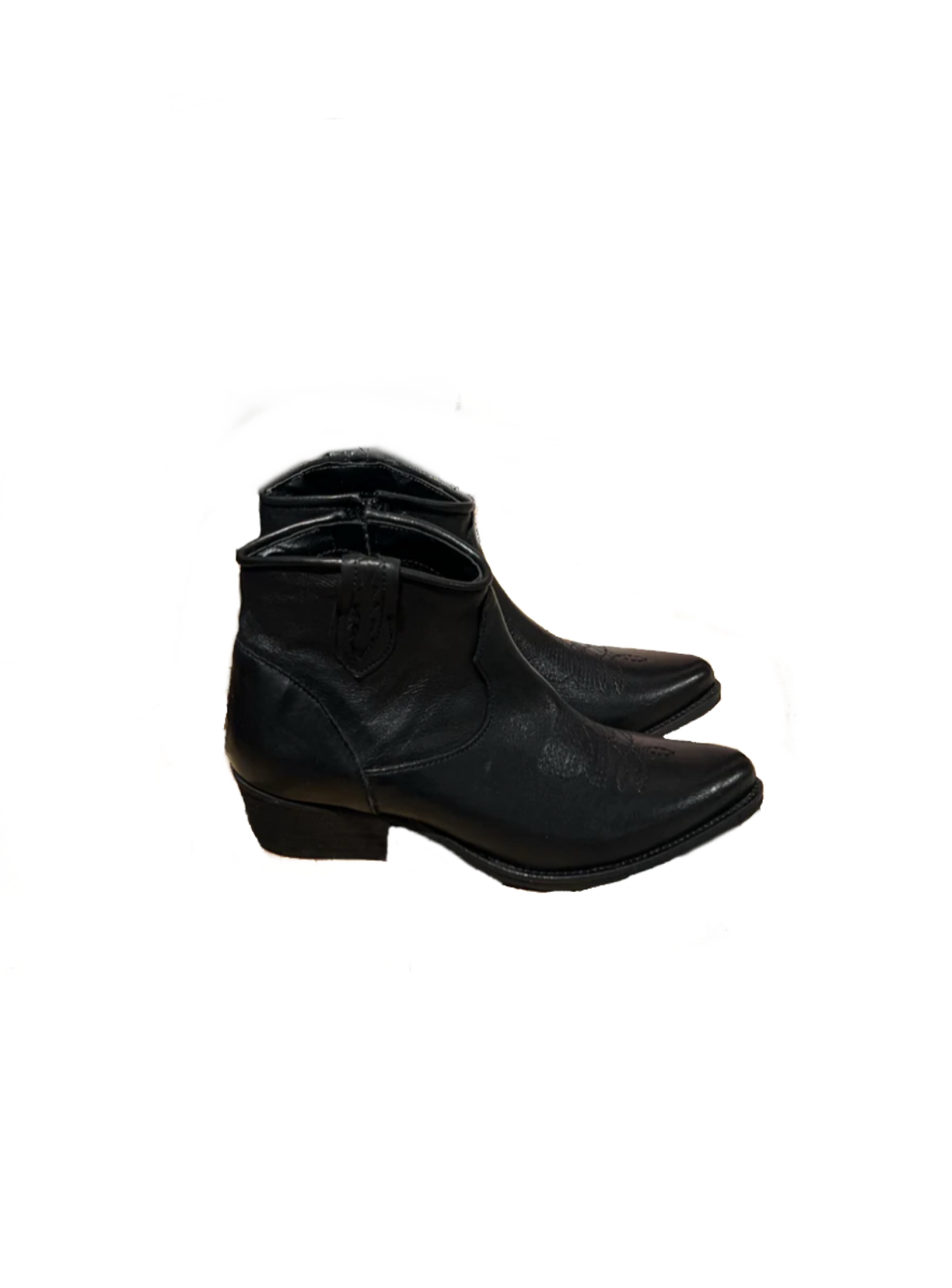 Texani pelle ricami nero