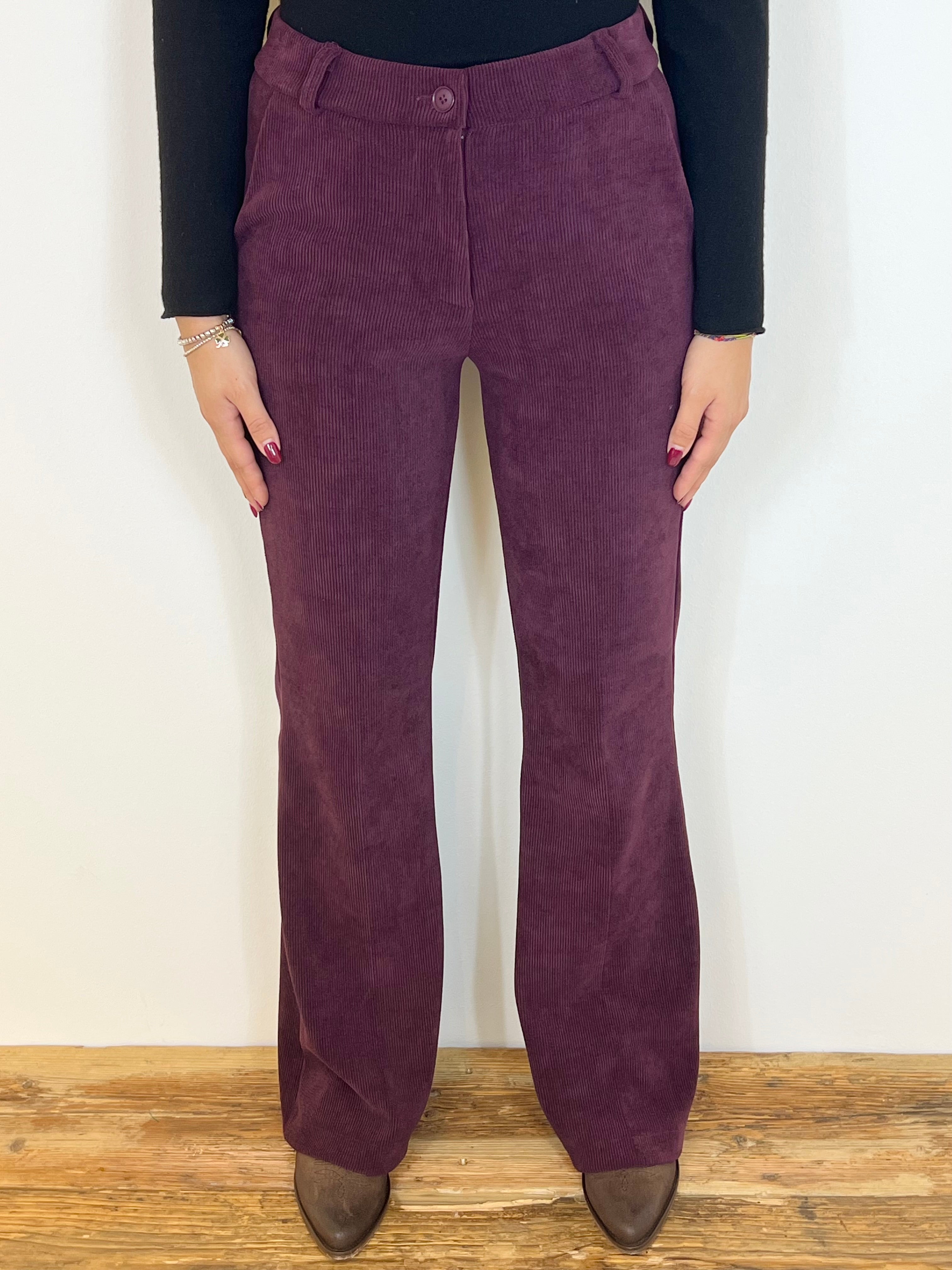 Matié pantalone velluto vinaccia