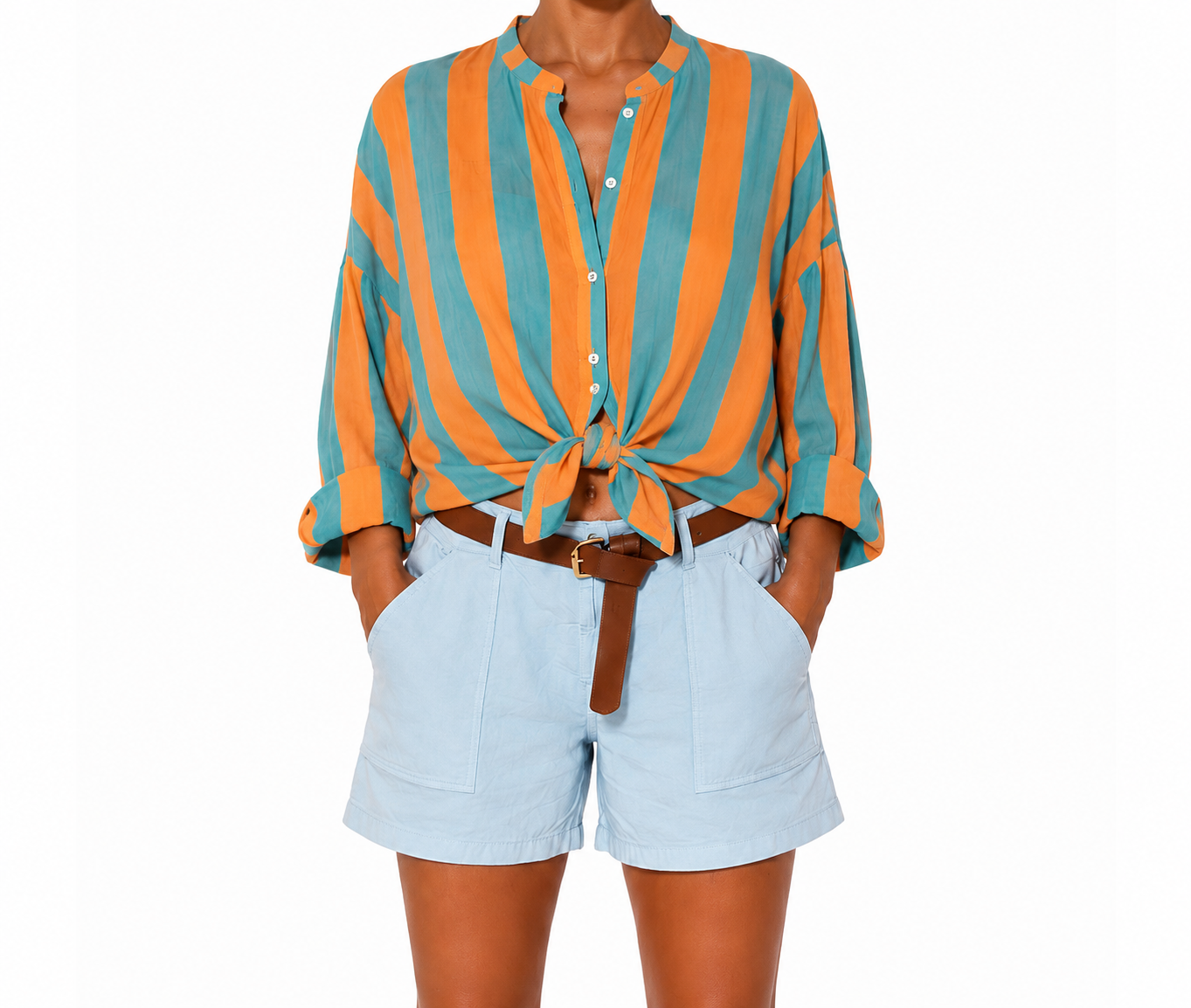 Matié camicia Blanca arancio/azz.