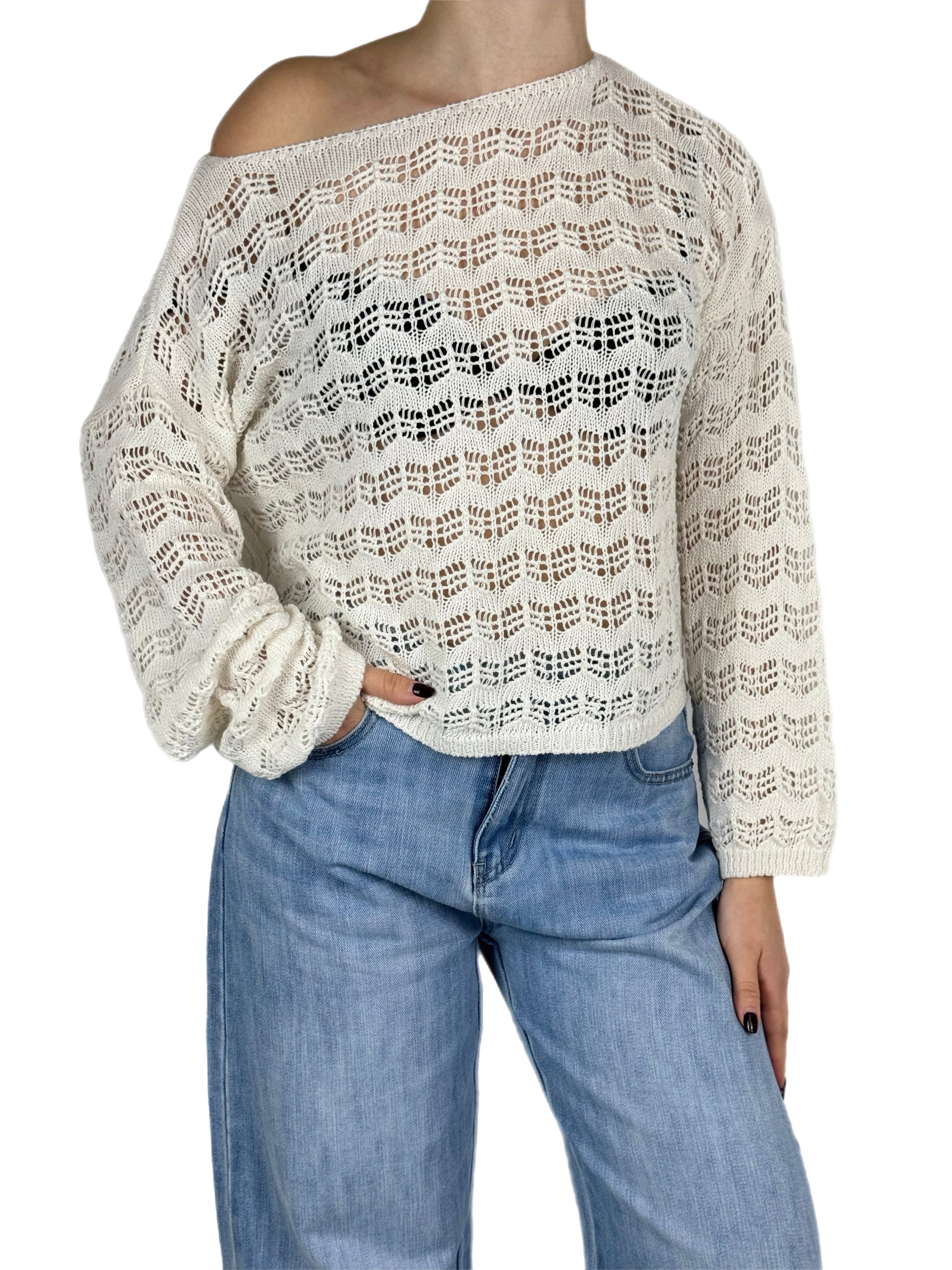 Brend maglia traforata panna
