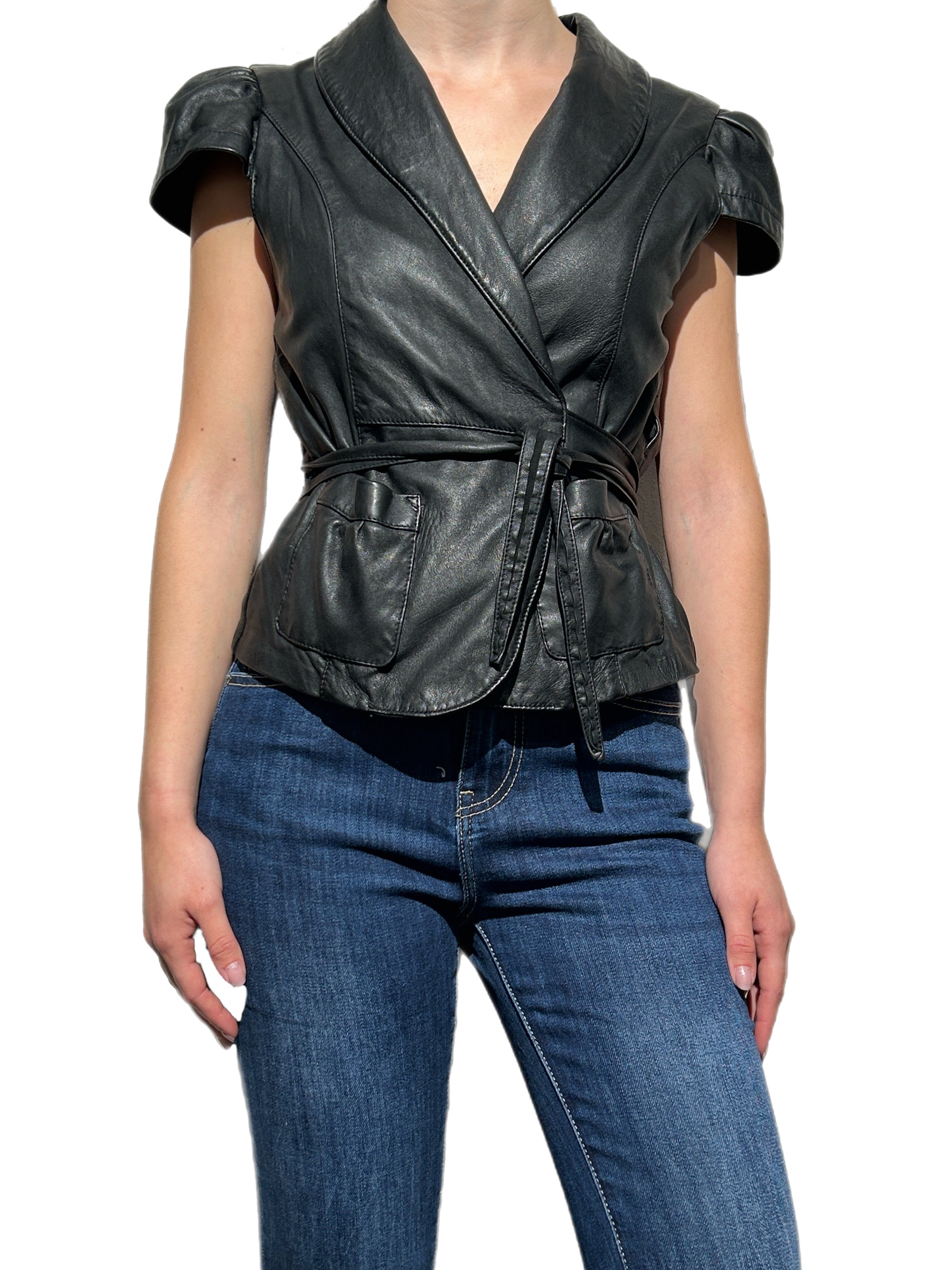 Matié smanicato pelle lerici nero