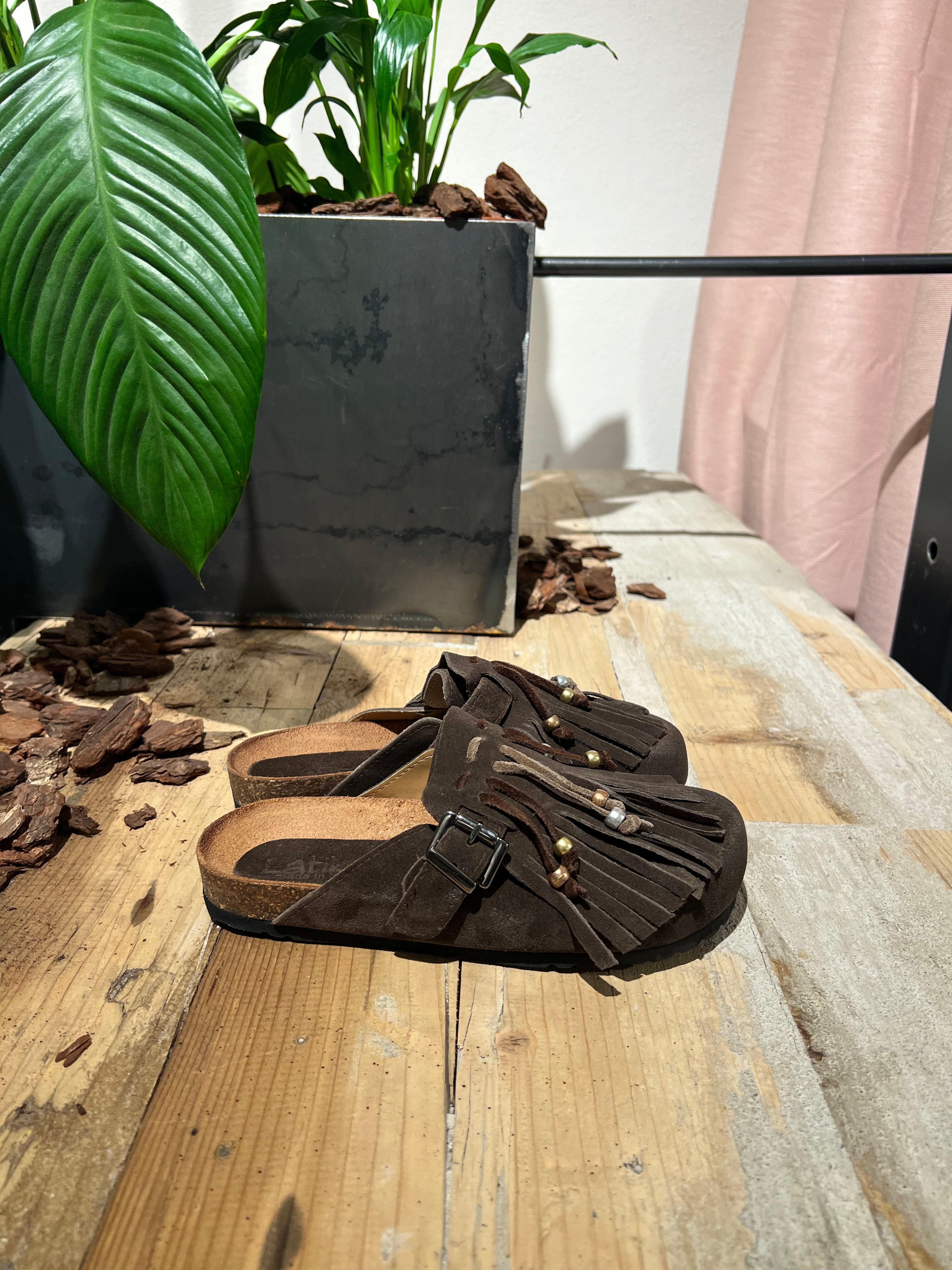 Birky camoscio frange cioccolato