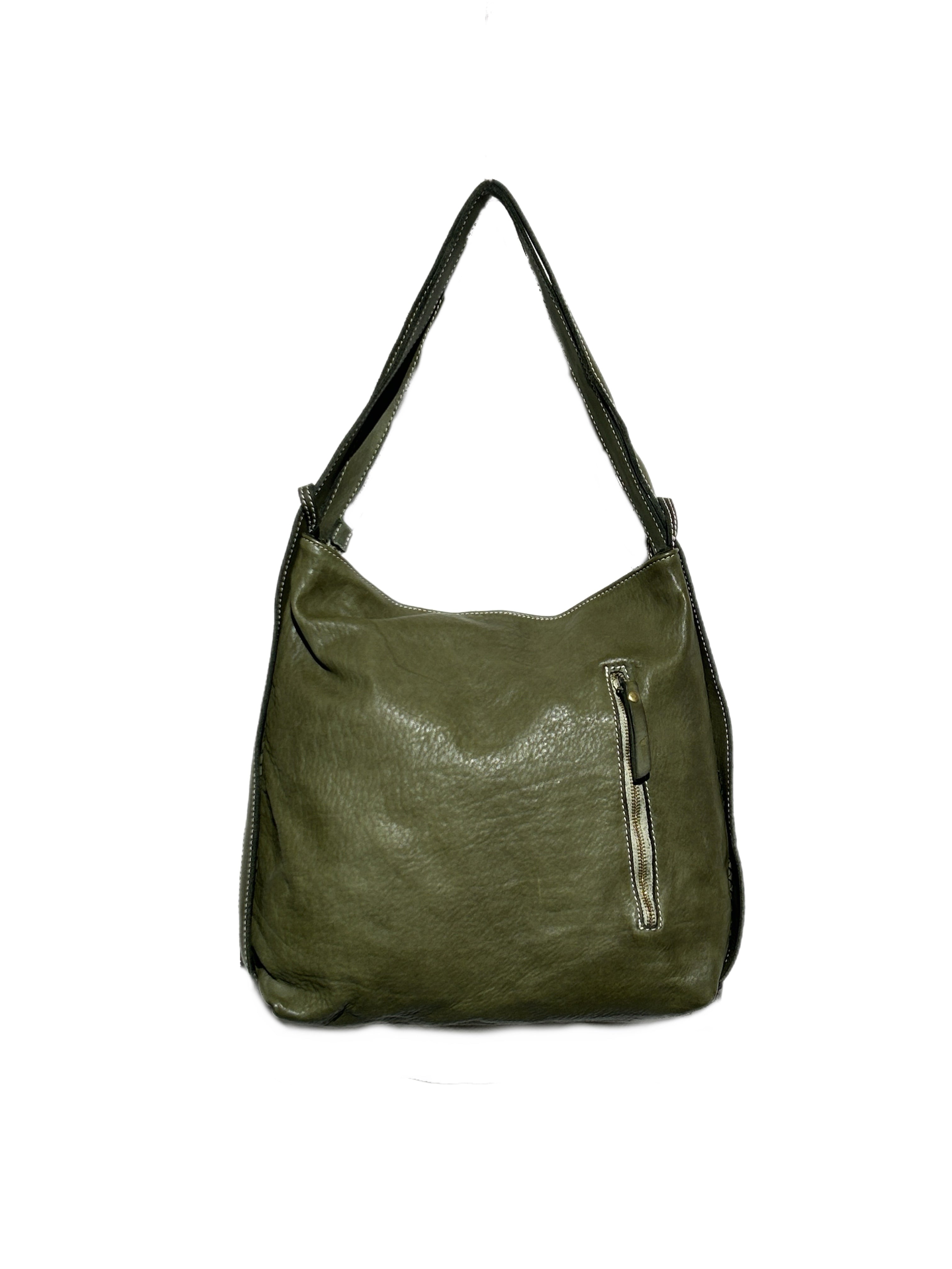 Matié borsa/zaino pelle Positano verde