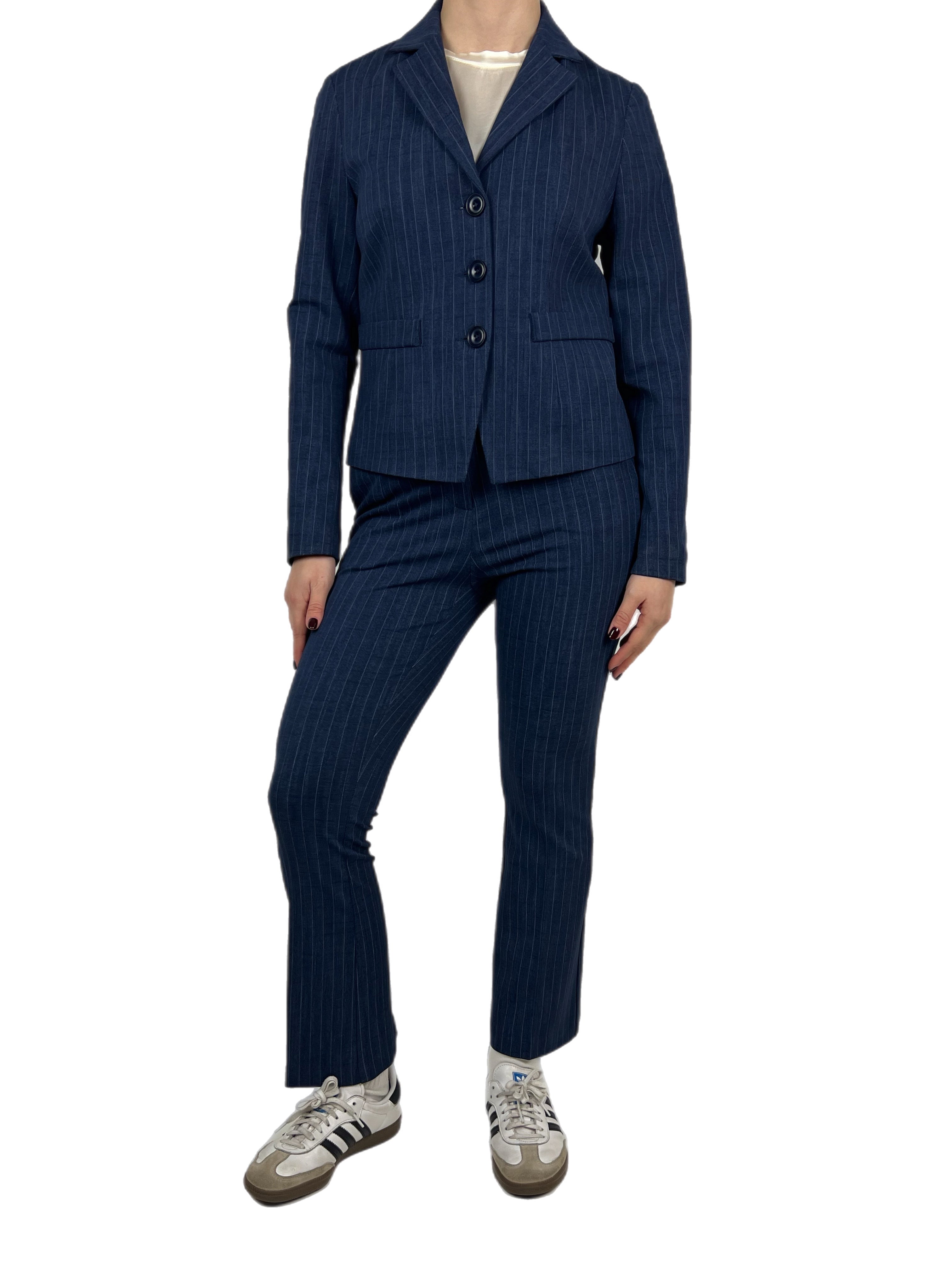 Two way completo gessato blu