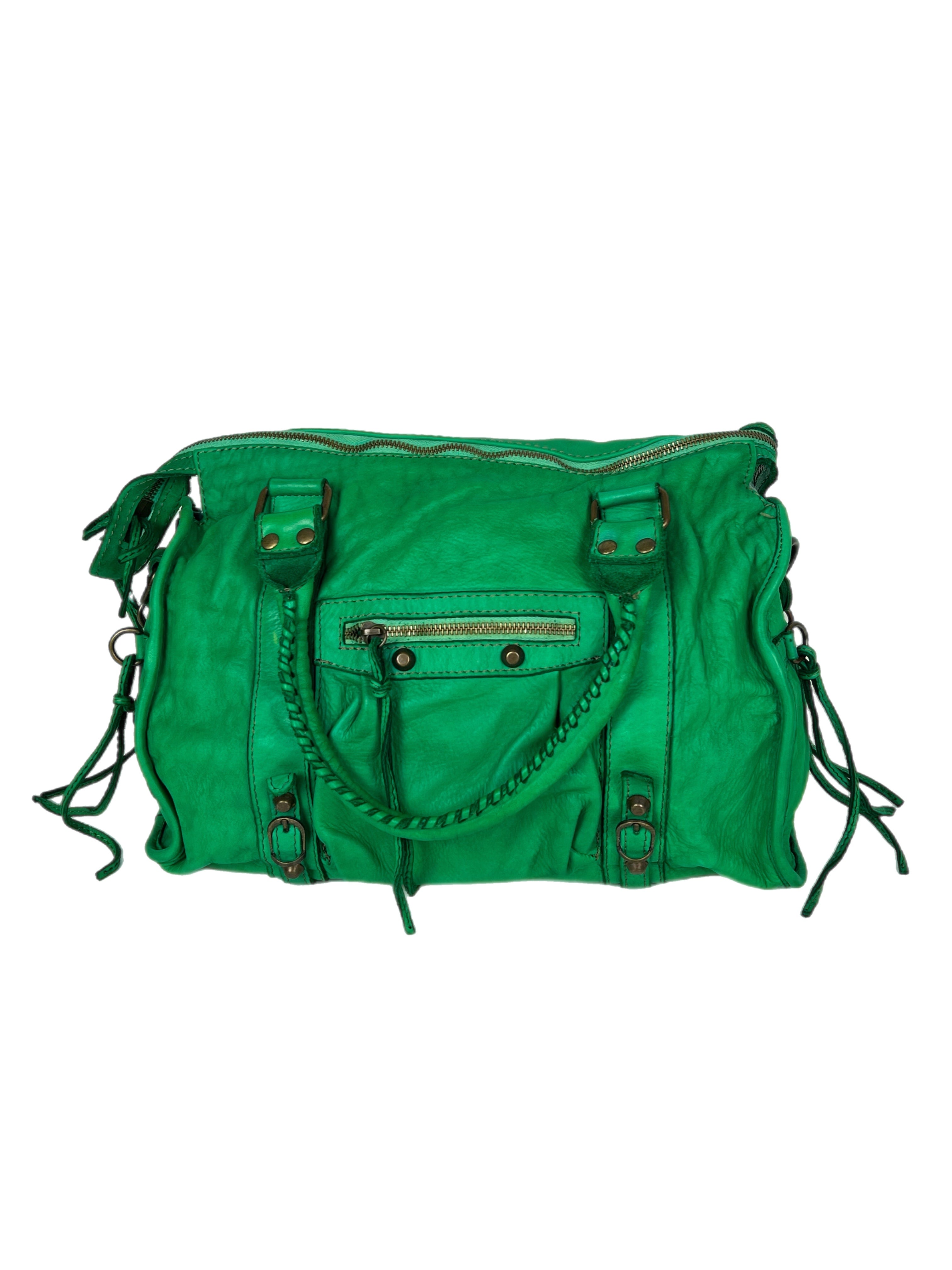 Matié borsa pelle Santiago verde