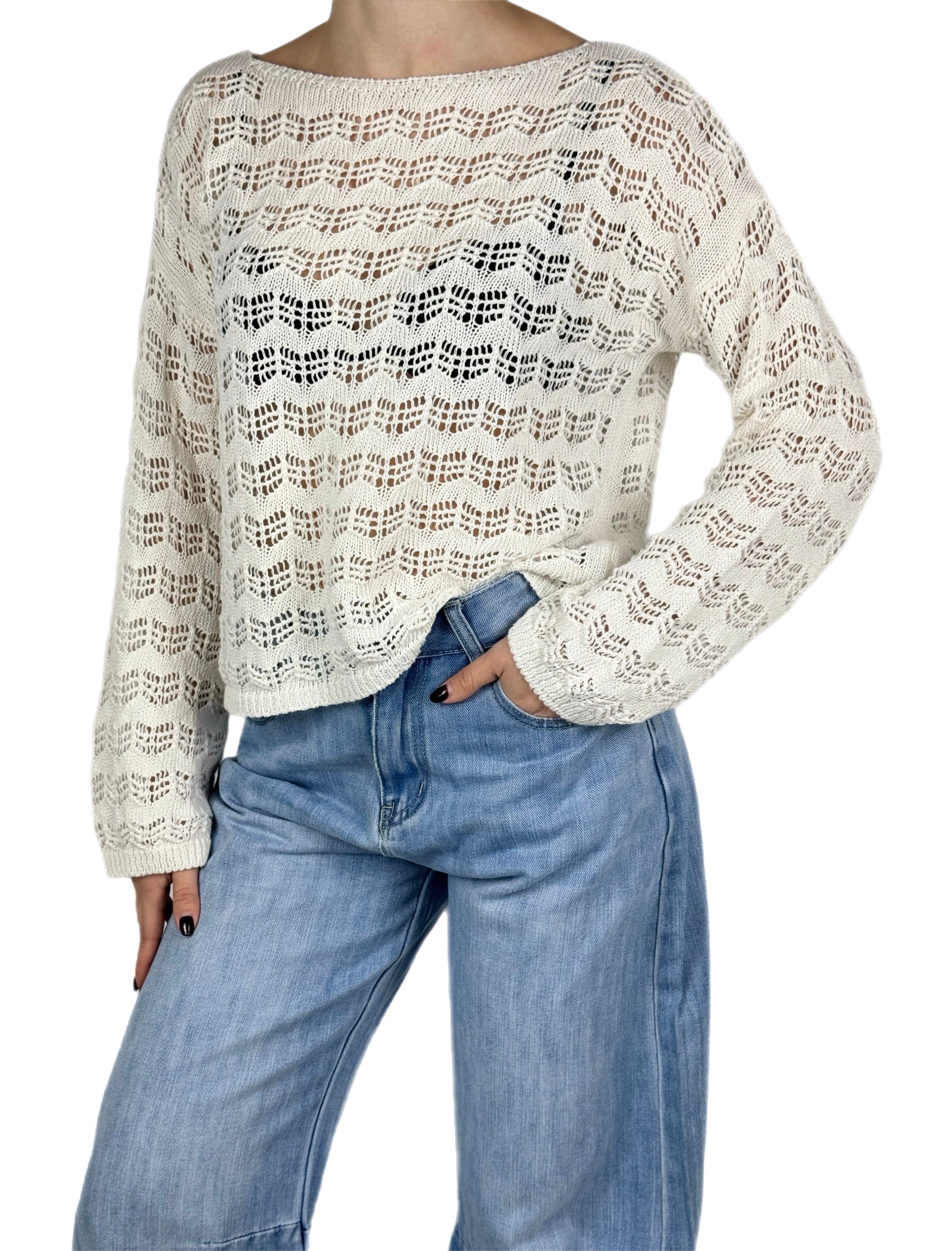 Brend maglia traforata panna