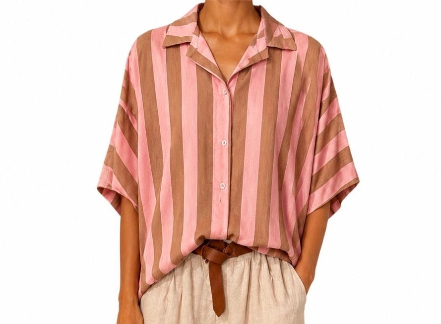 Matié camicia Cannes rosa/tabacco