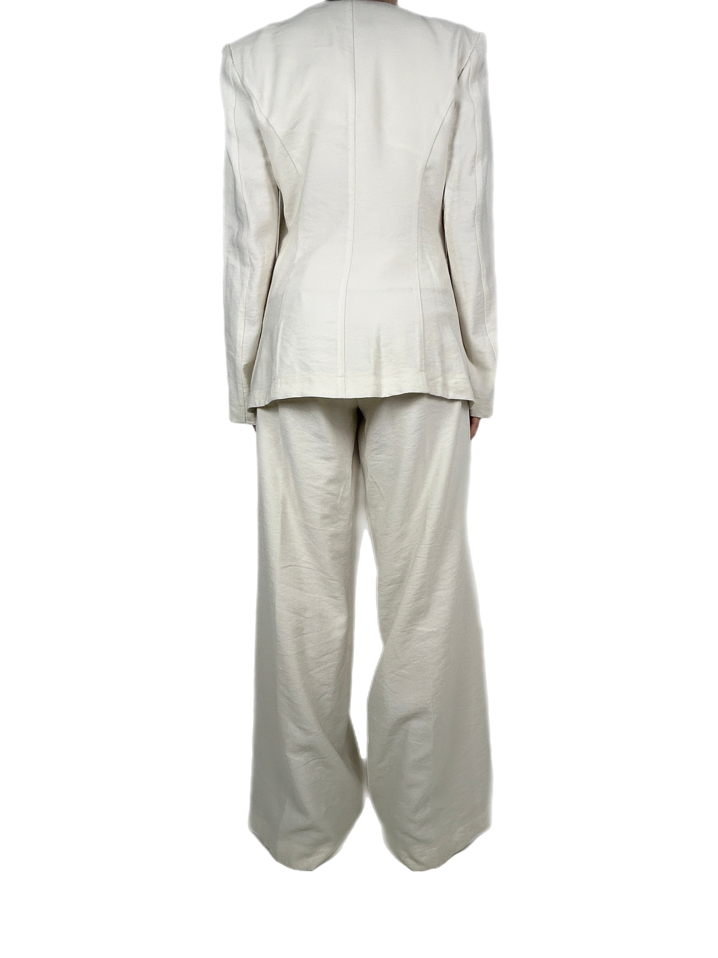 Matié completo verbana blazer + pantalone panna