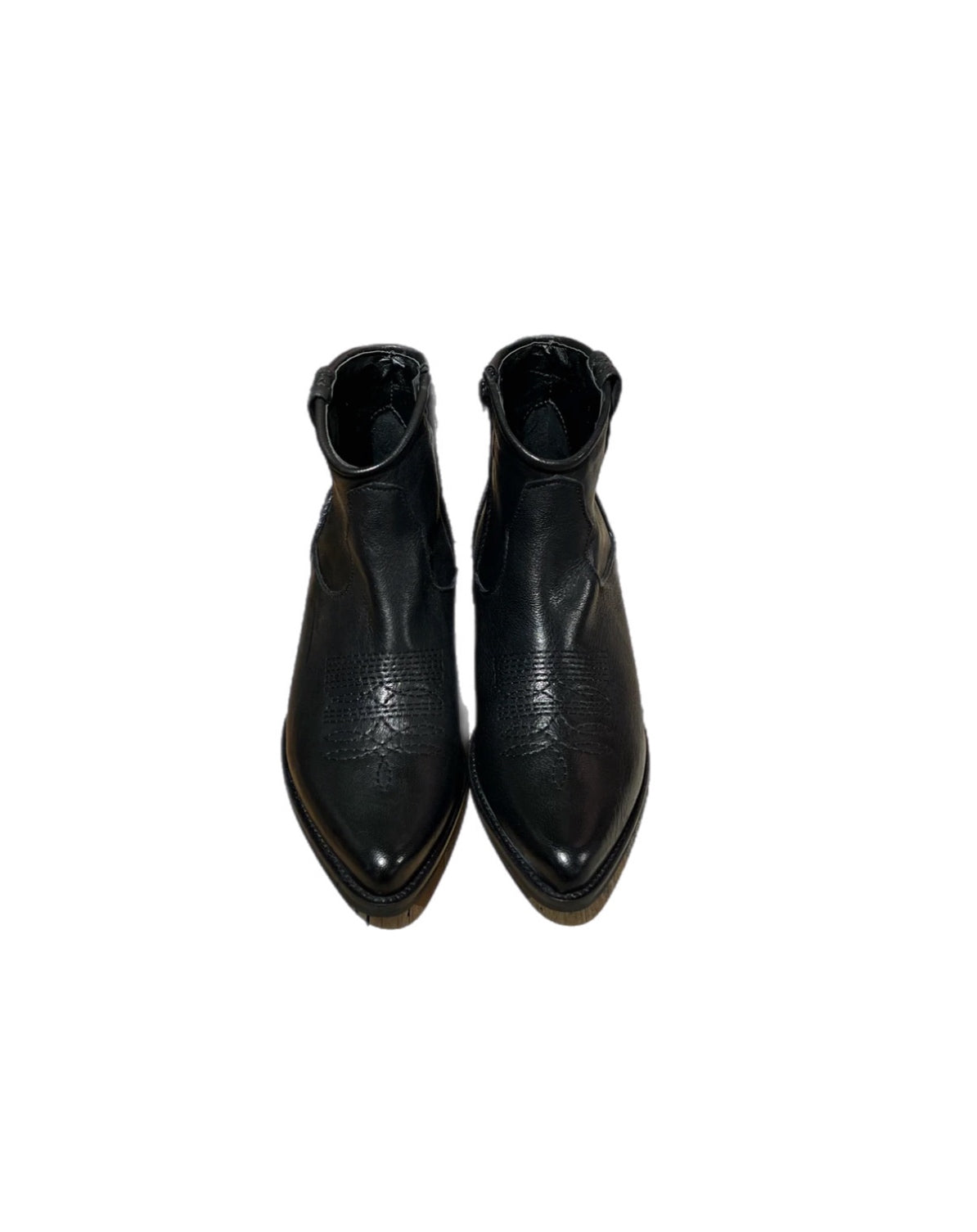 Texani pelle ricami nero