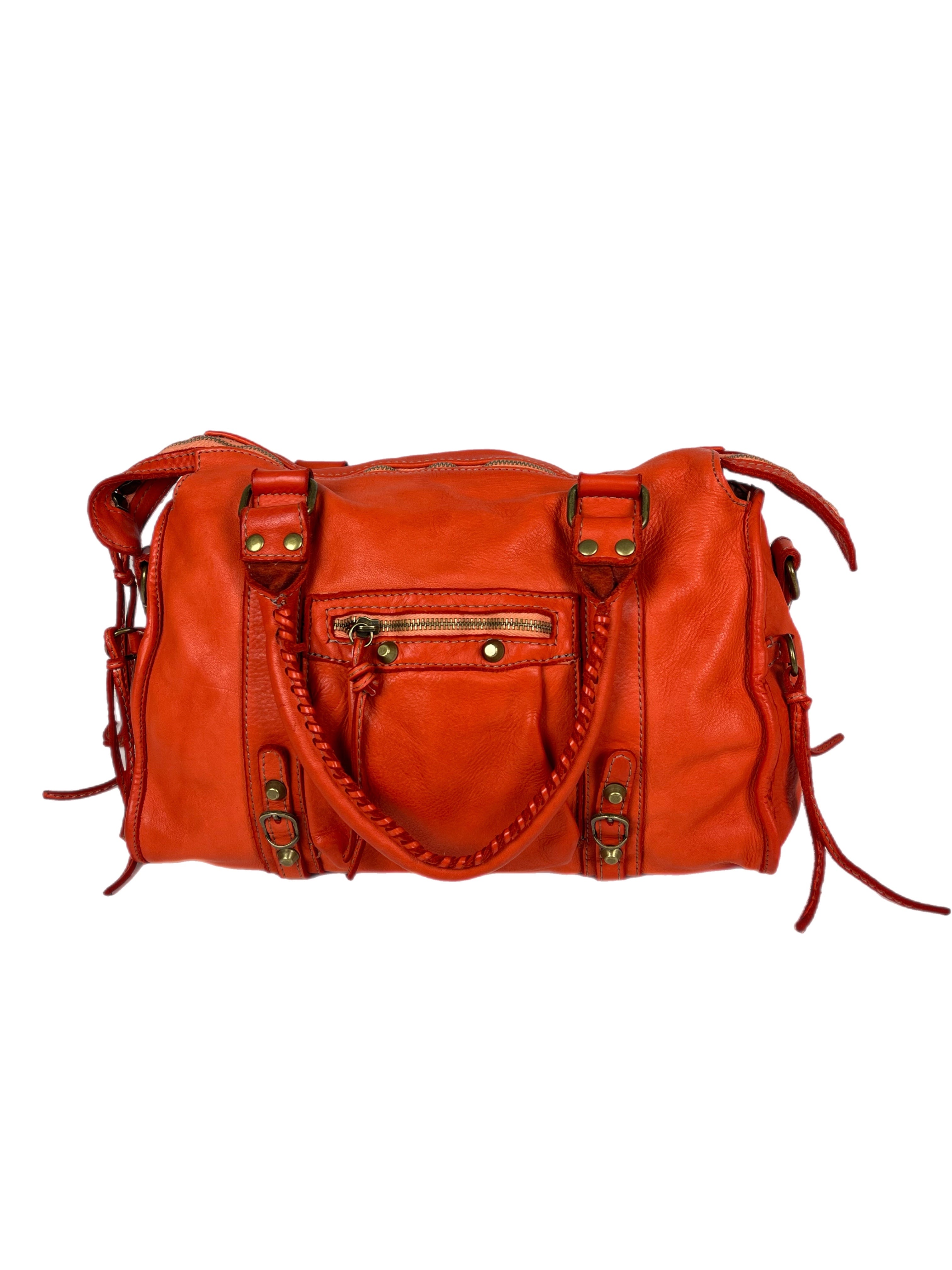 Matié borsa pelle Santiago arancio