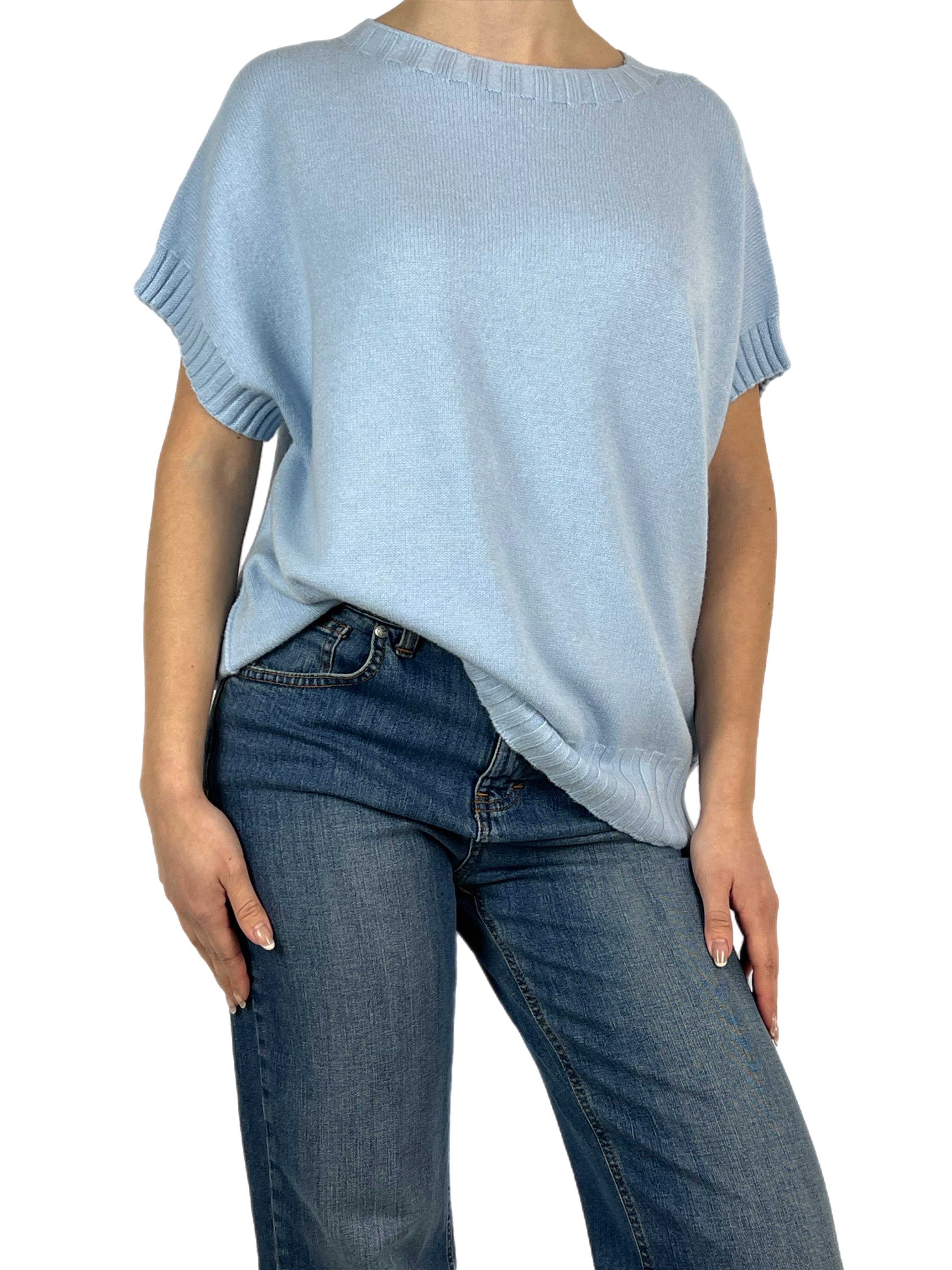 Matié gilet peonia azzurro