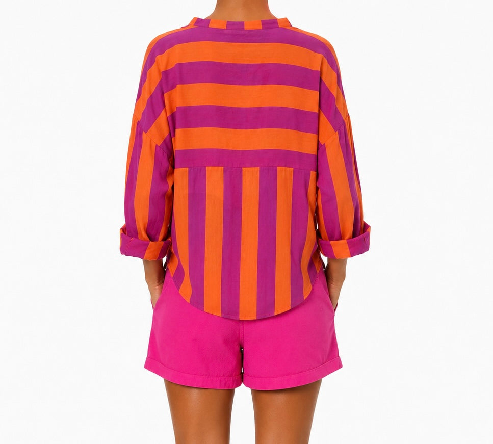 Matié camicia Blanca arancio/viola