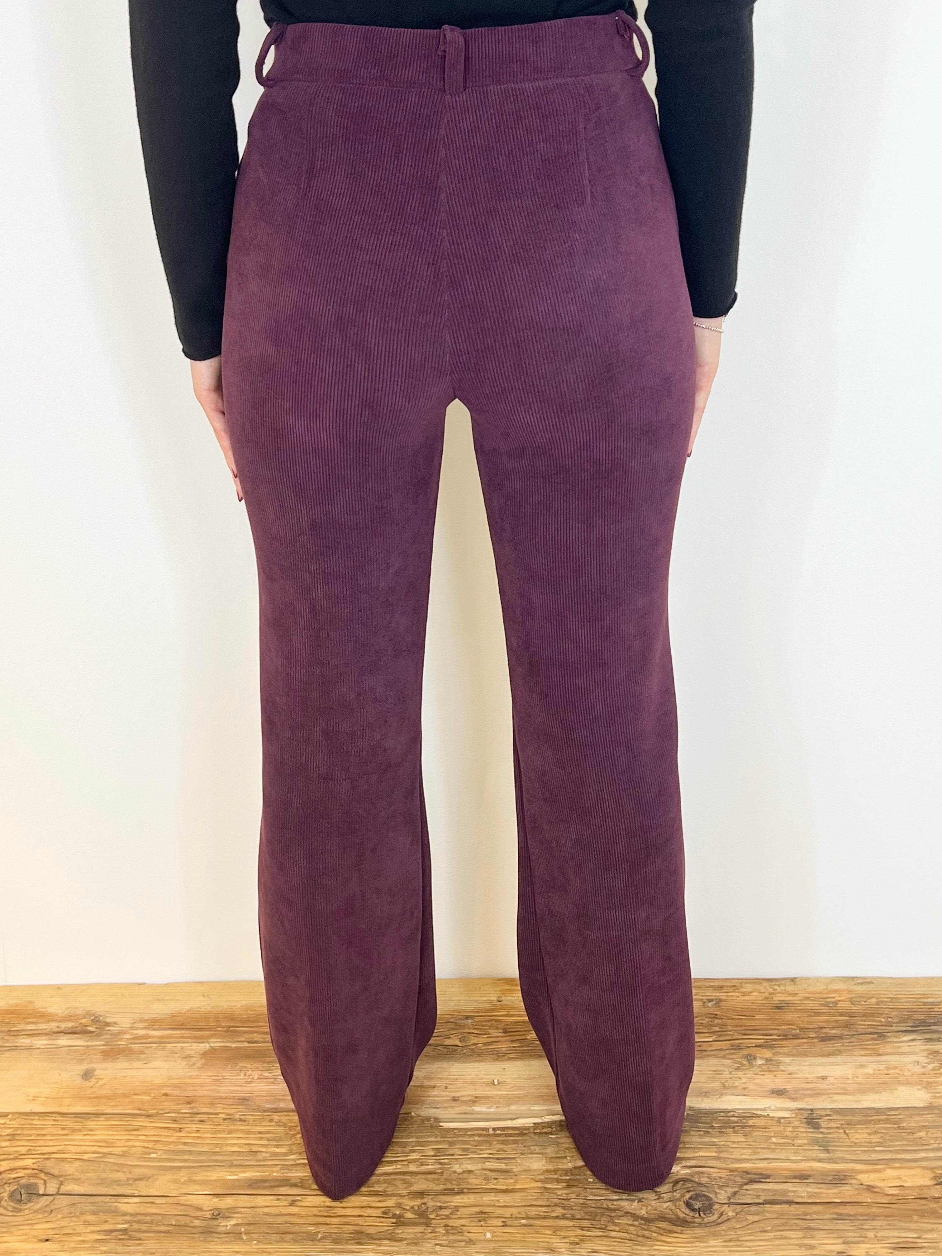 Matié pantalone velluto vinaccia