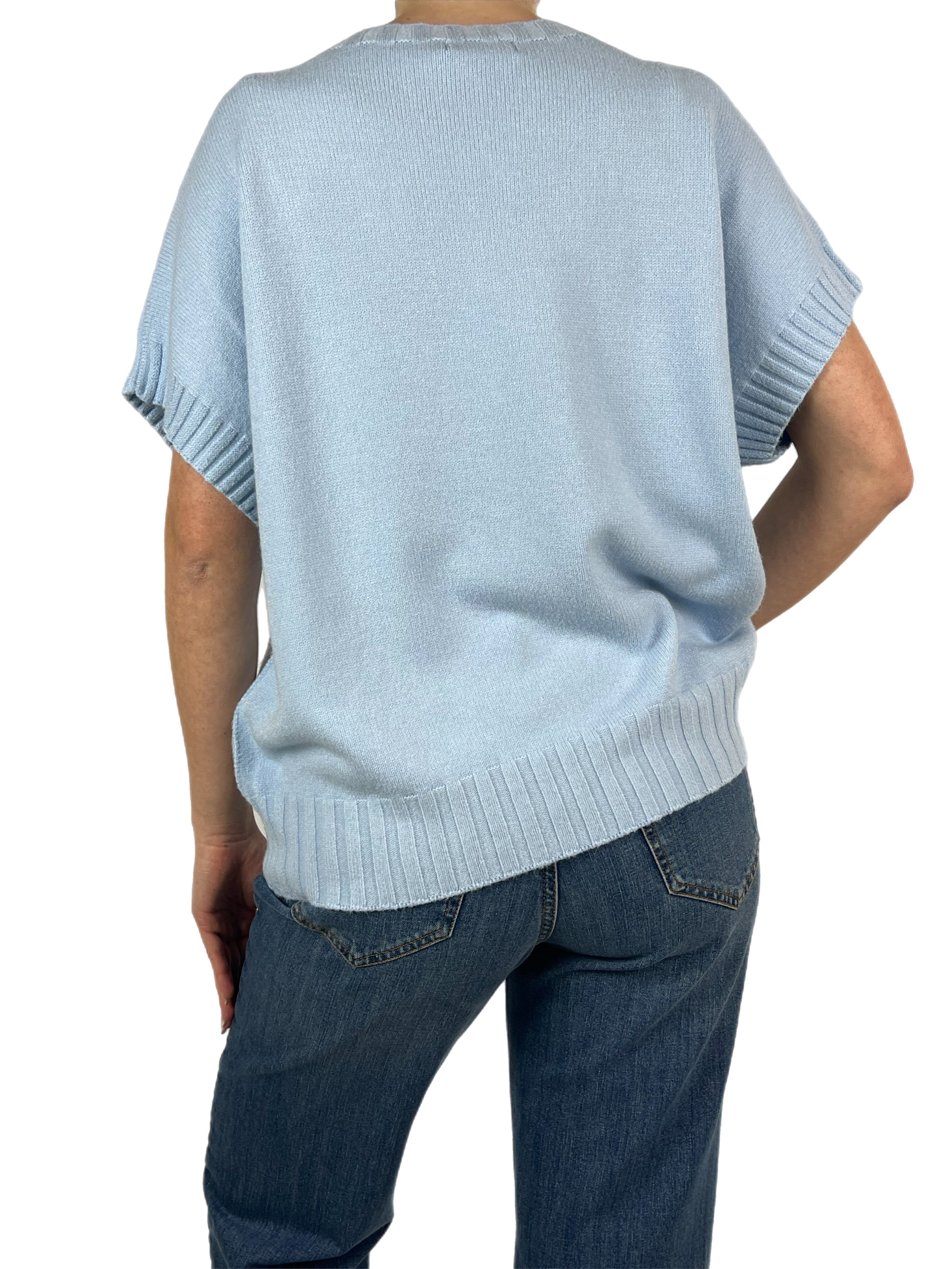 Matié gilet peonia azzurro