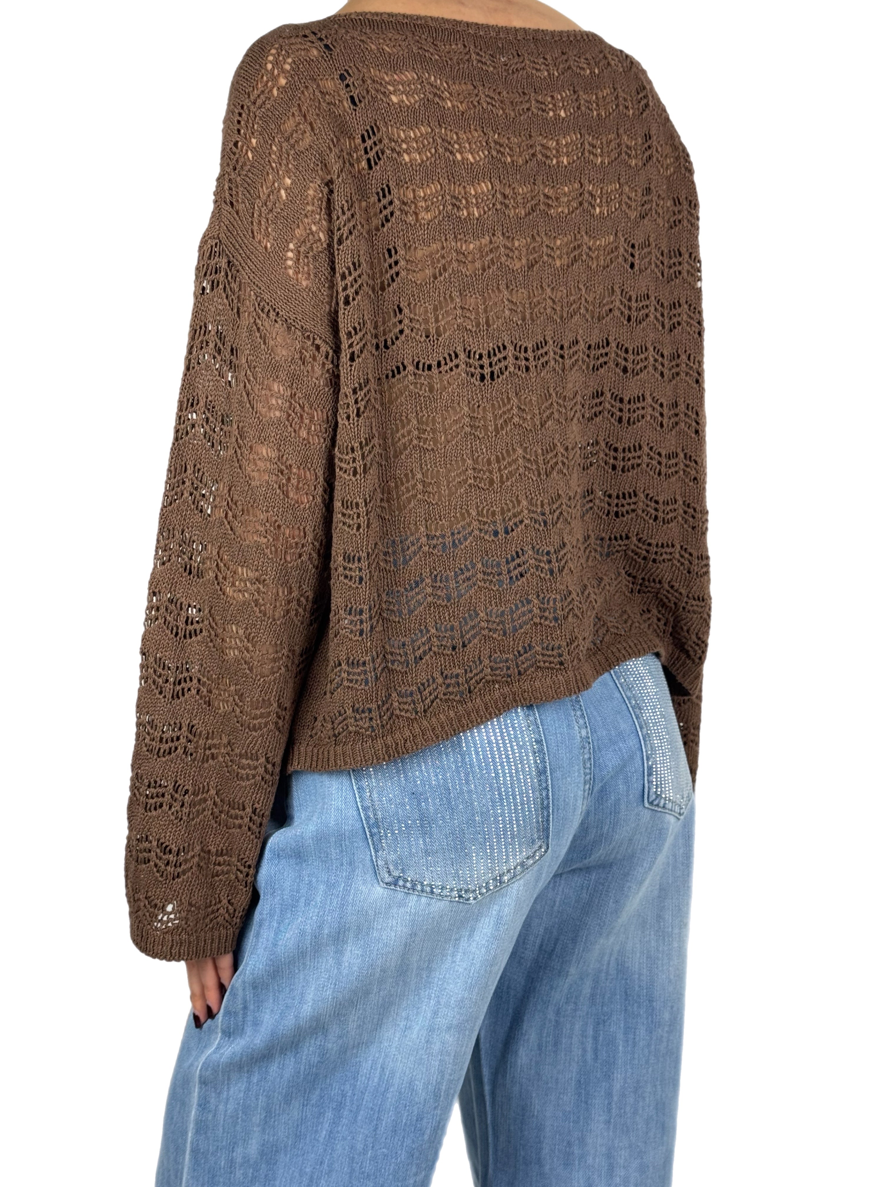 Brend maglia traforata tabacco