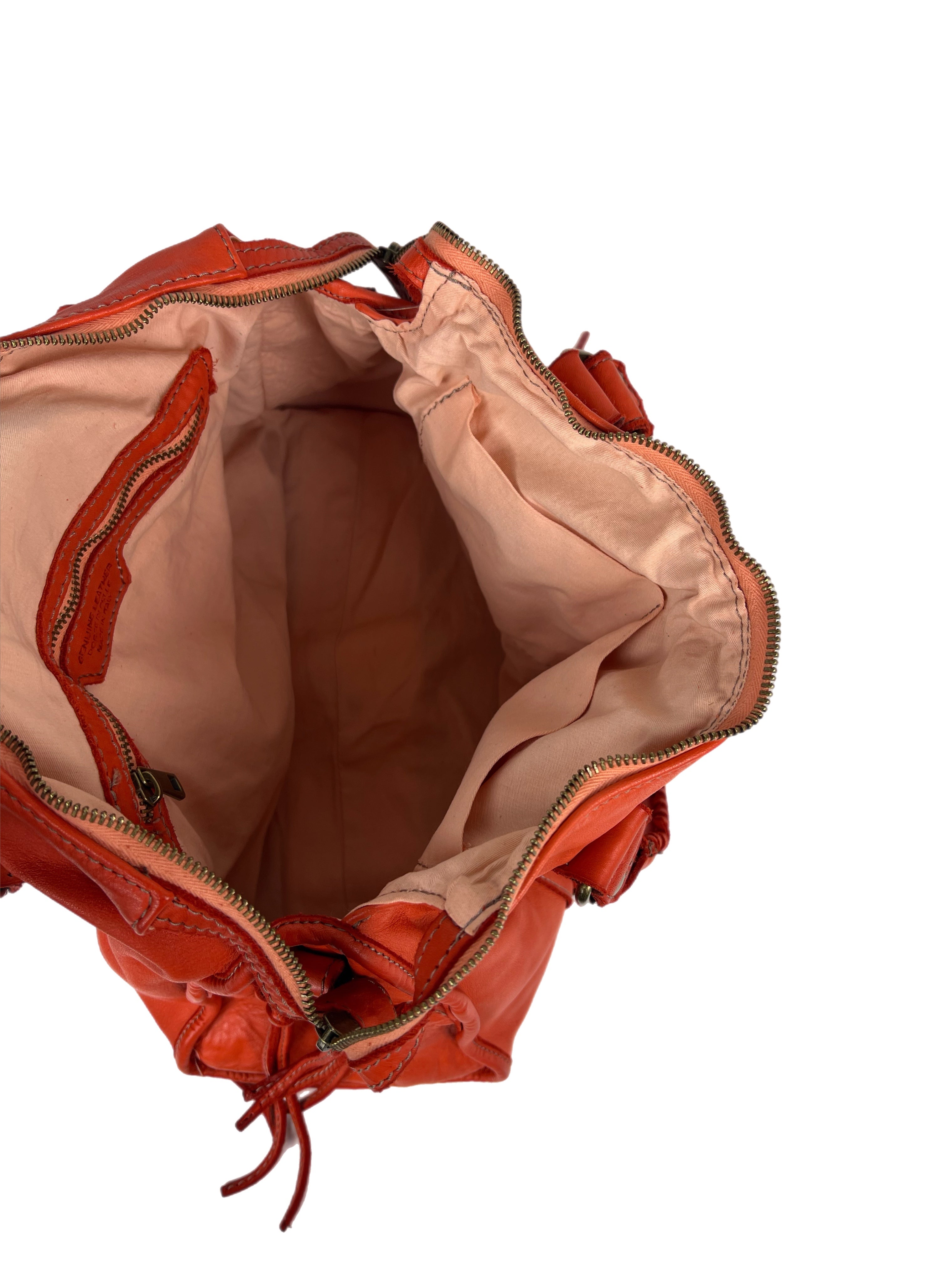 Matié borsa pelle Santiago arancio
