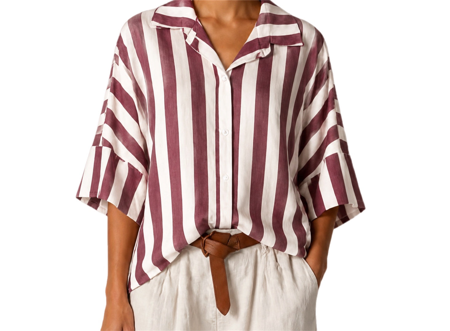 Matié camicia Cannes bianca/prugna