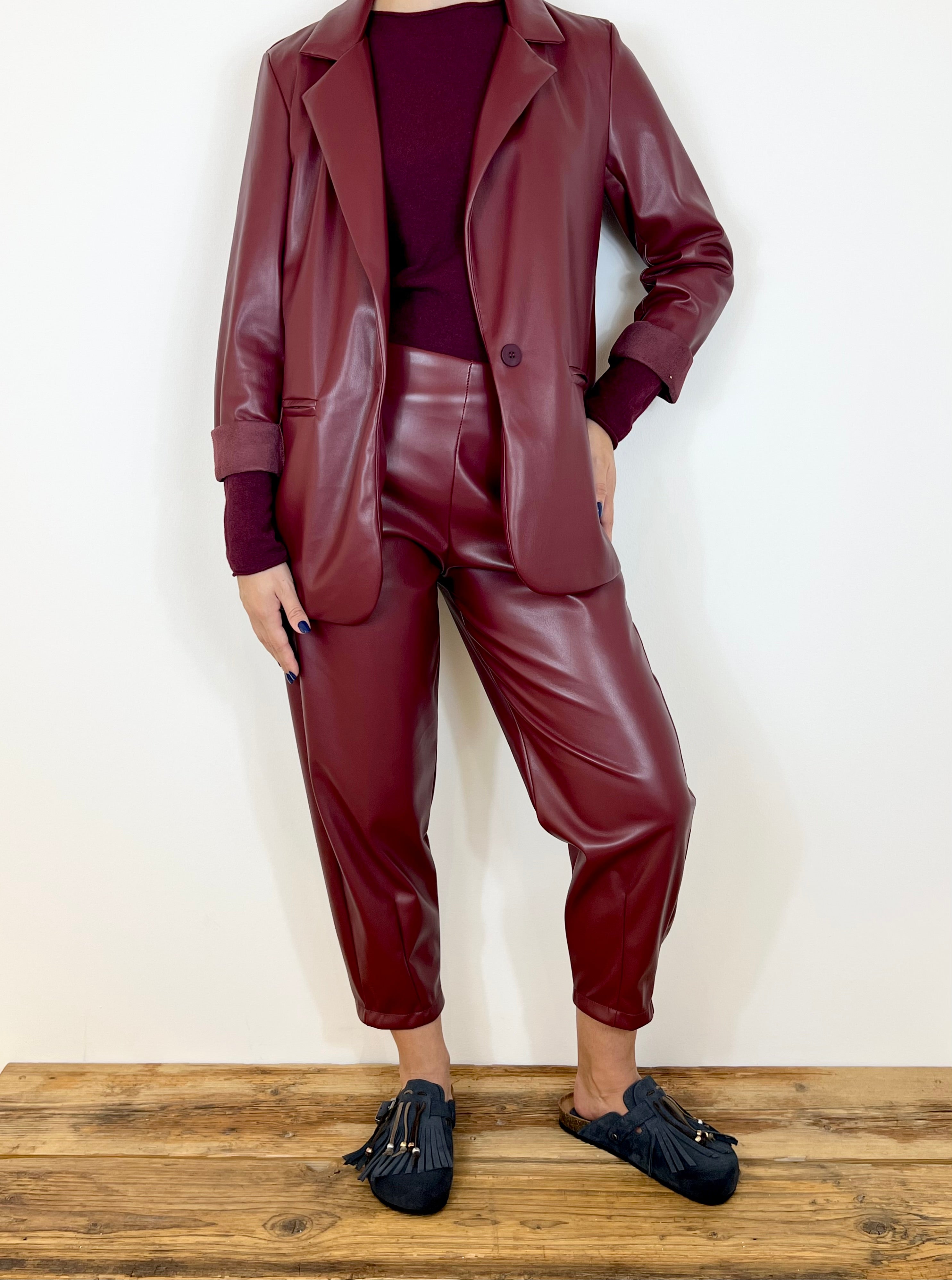 Matié pantalone ecopelle Brighton bordeaux