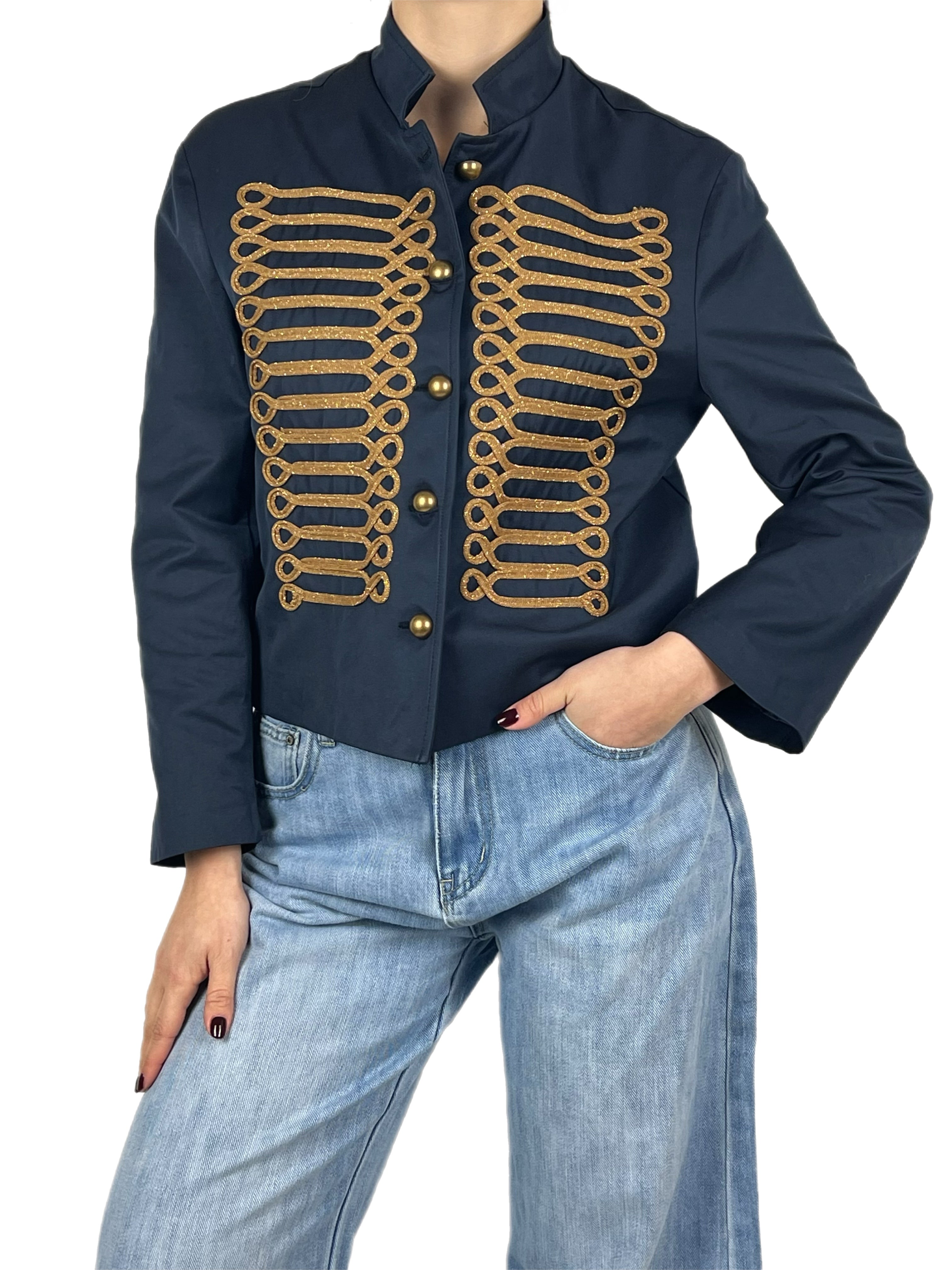 Susy mix giacchino ricamo blu