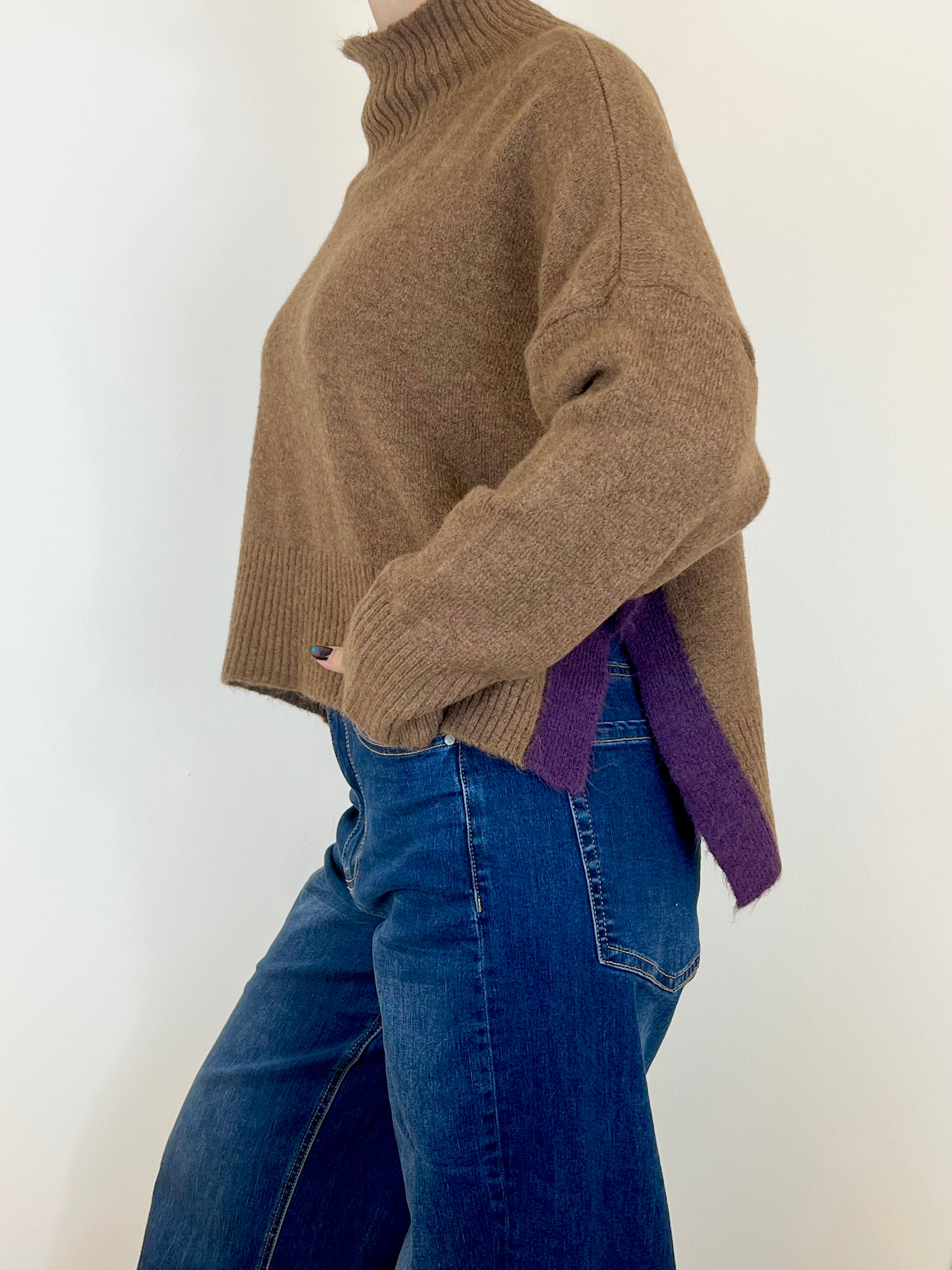 Matié maglia lea cammello/viola