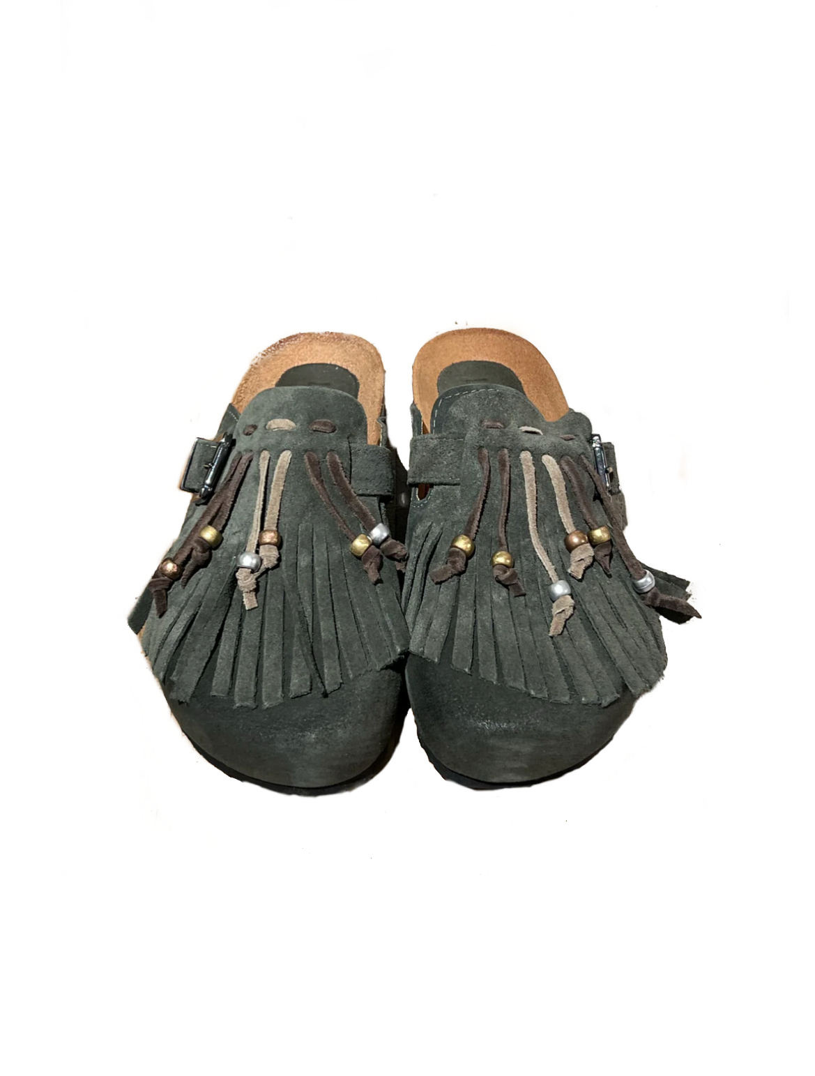 Birky camoscio frange verde