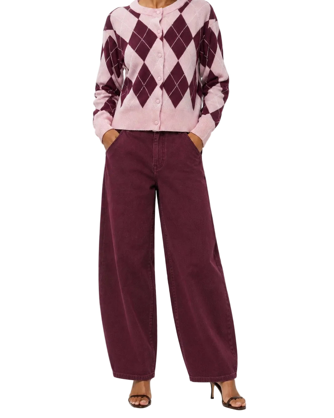 Tiffosi cardigan rosa/vino