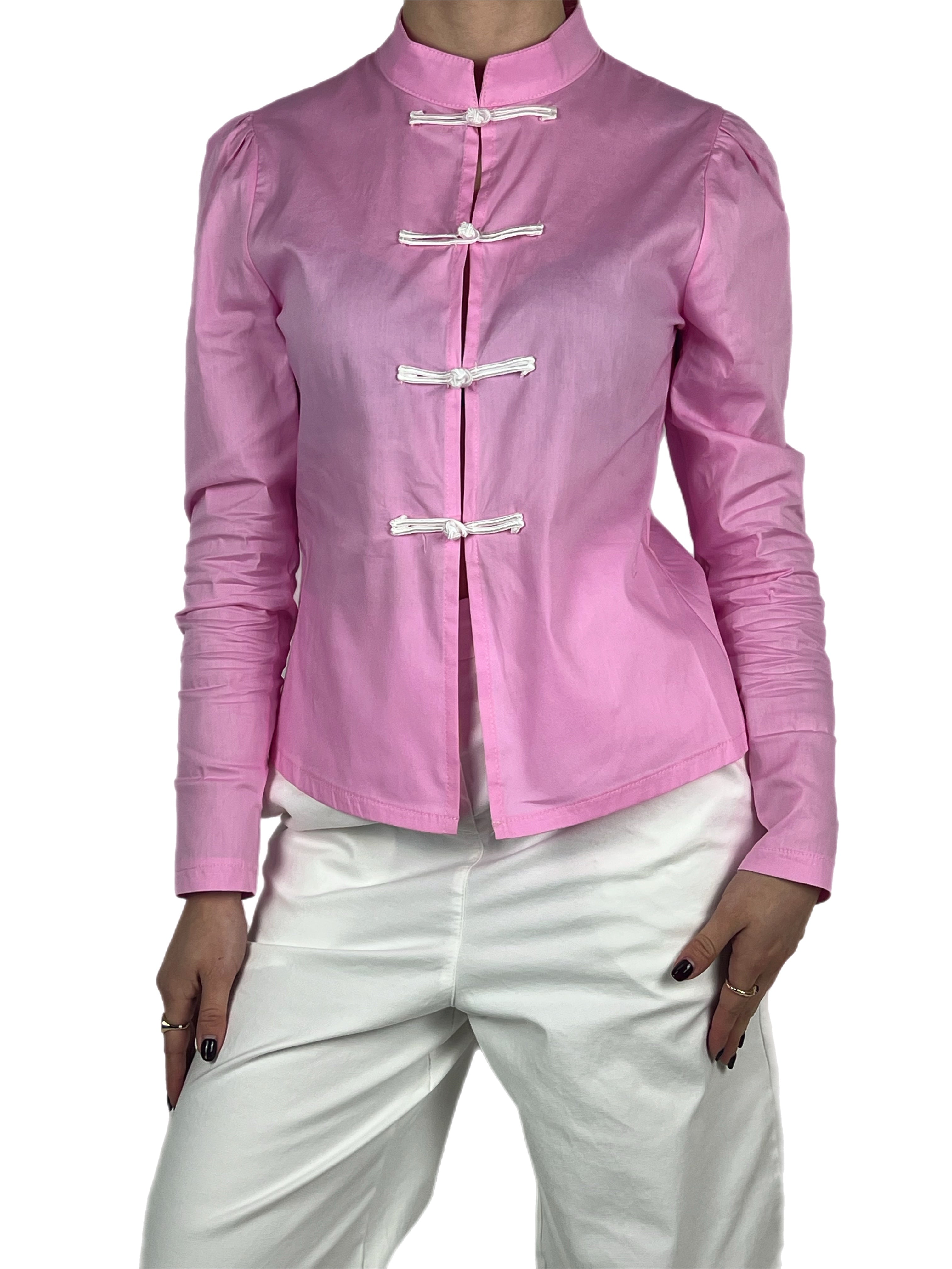 Brend camicia alamari rosa