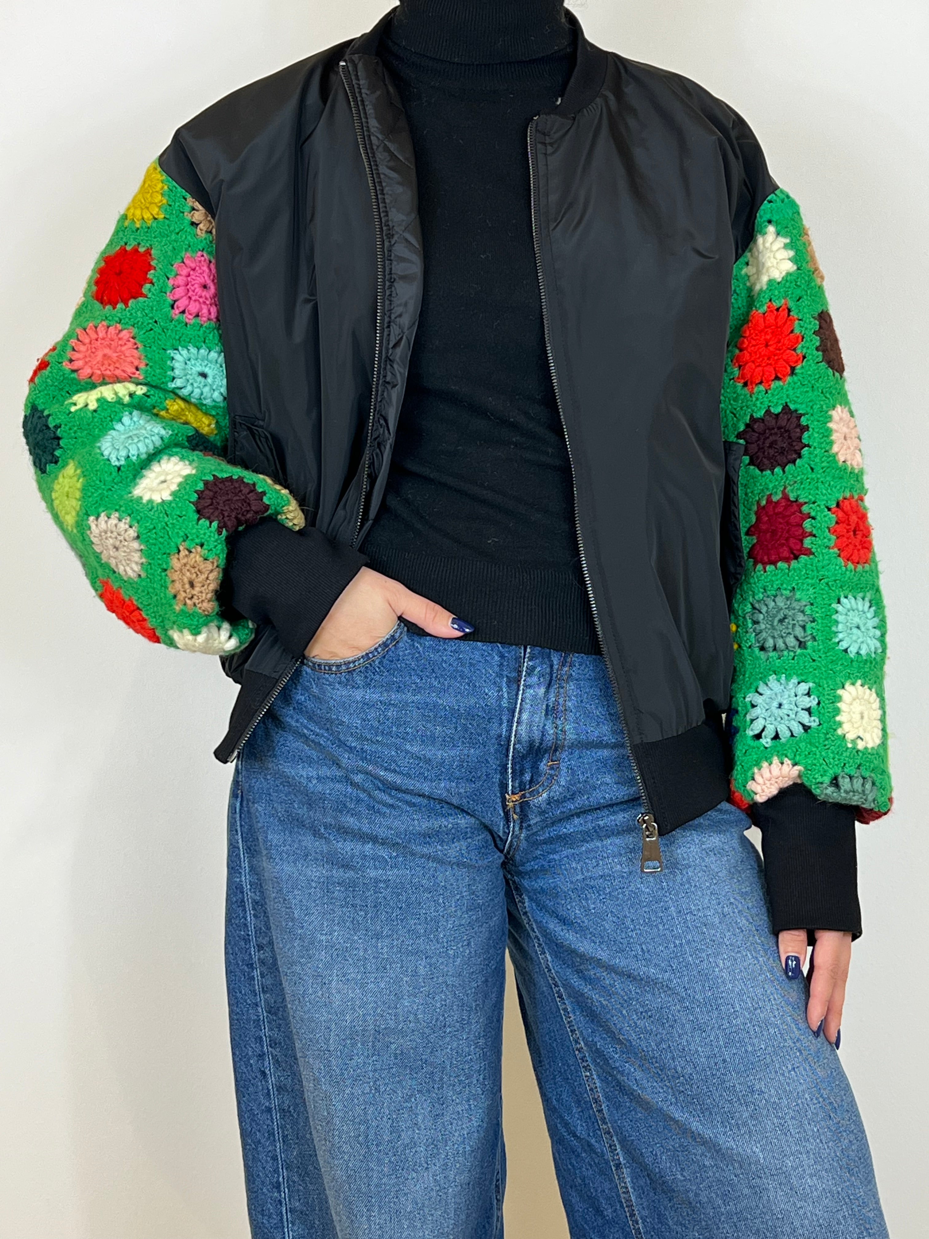 Susy Mix Bomber crochet fiori
