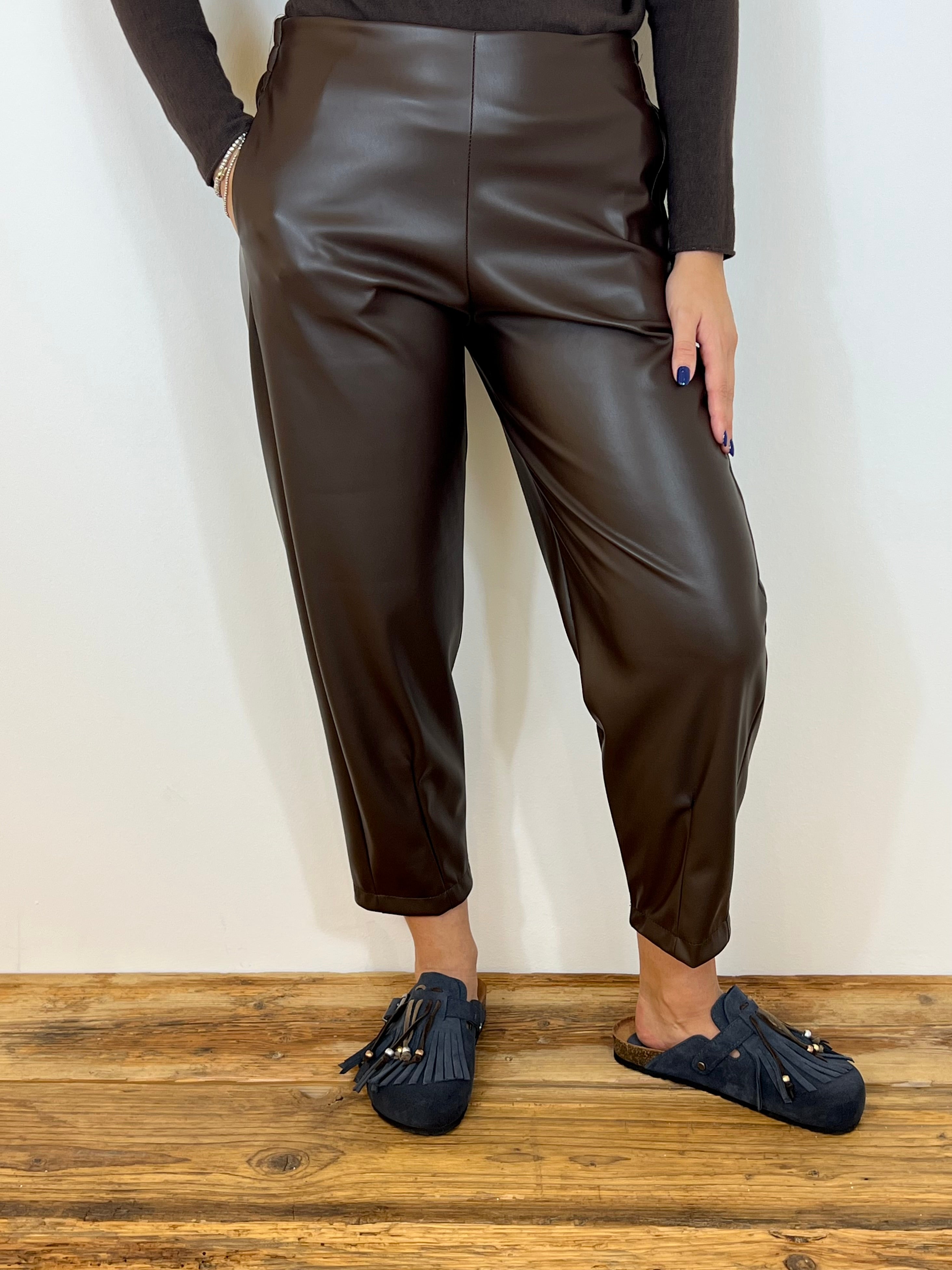 Matié pantalone ecopelle Brighton cioccolato
