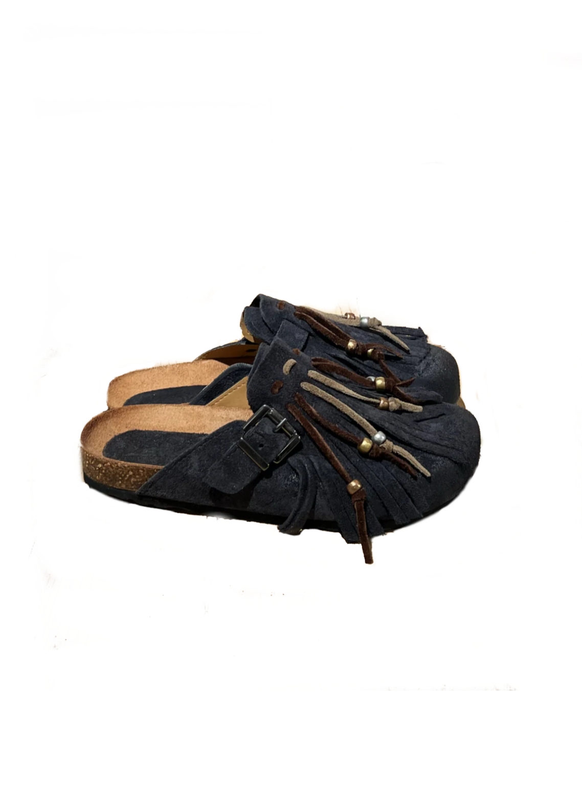 Birky camoscio frange blu