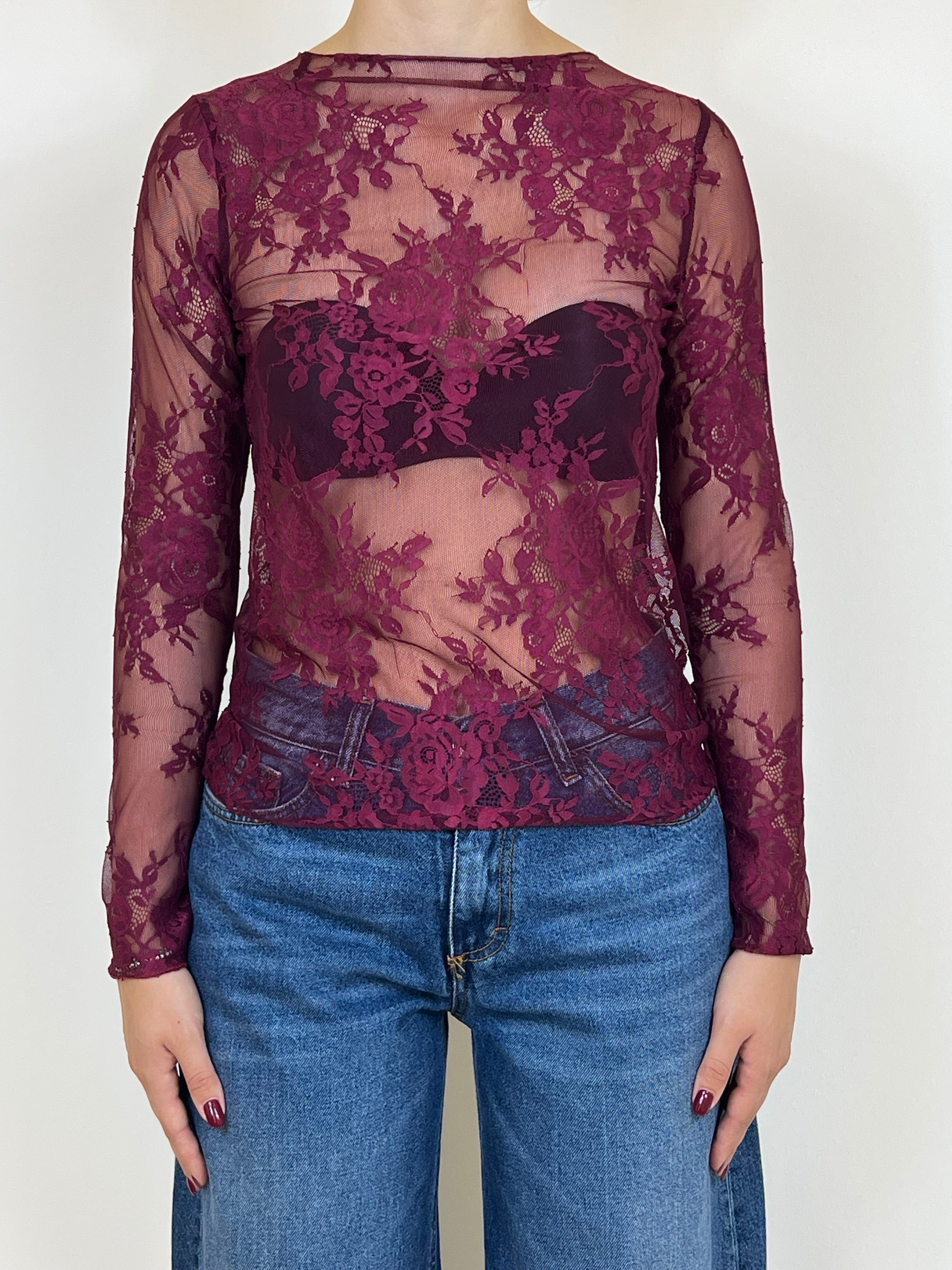 Matié maglia pizzo rose