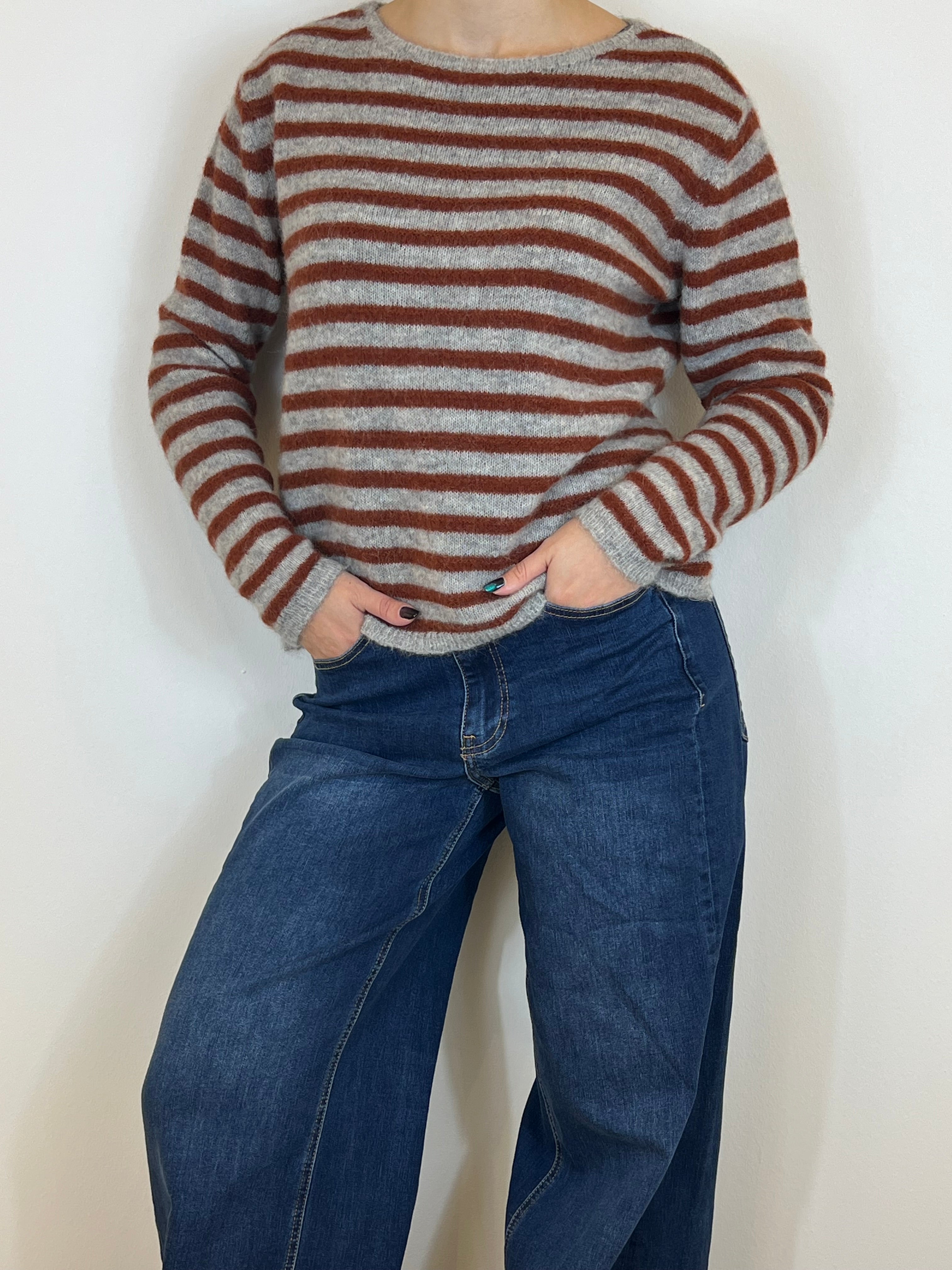 Matié maglia baby grigio/tabacco