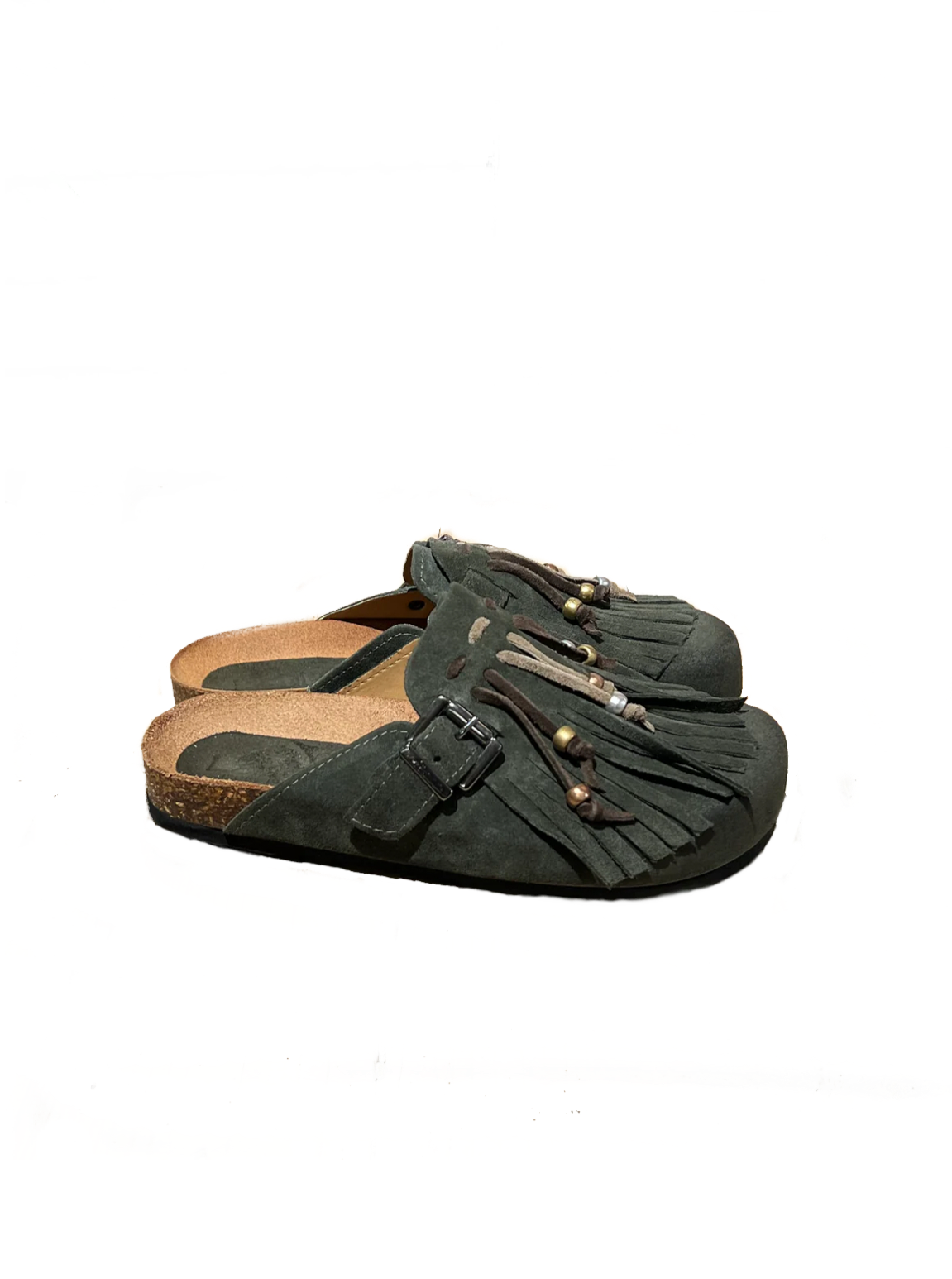 Birky camoscio frange verde