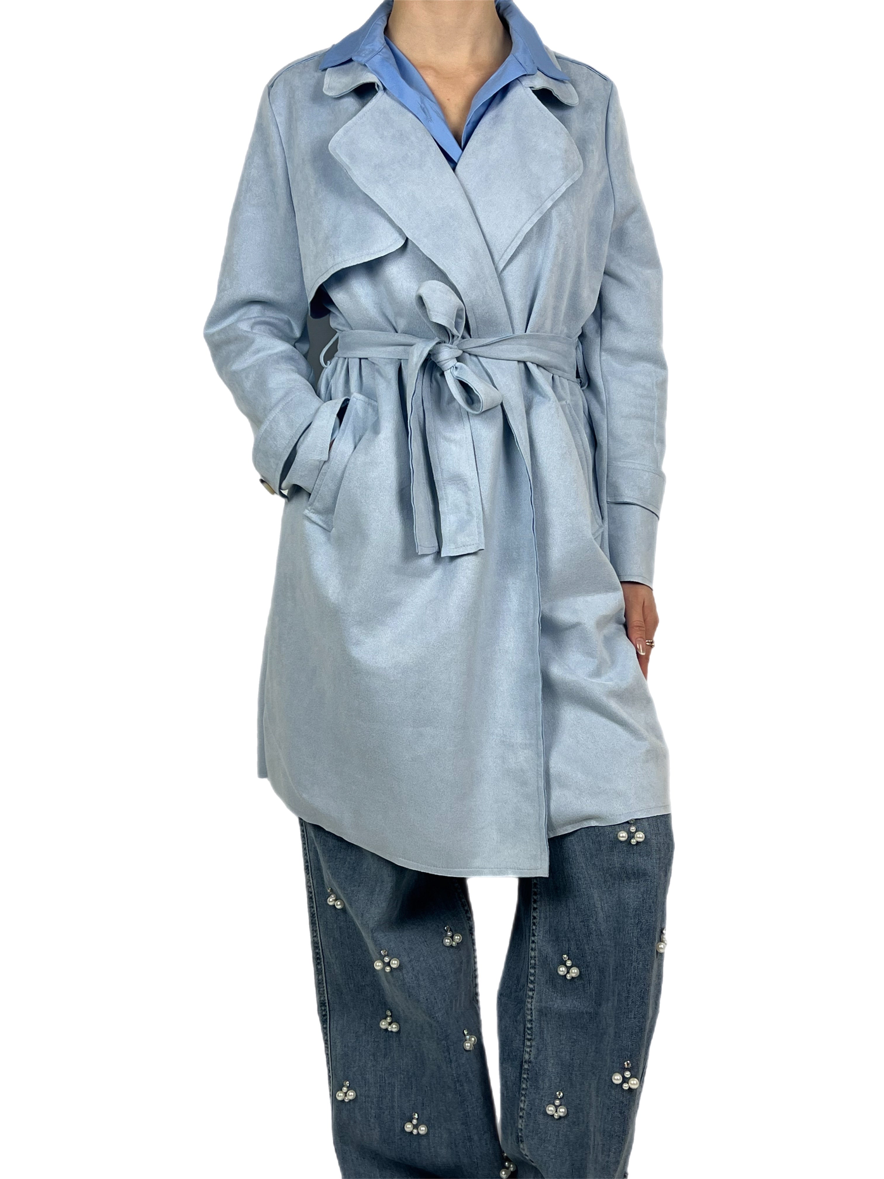 Matié trench ecocamoscio azzurro