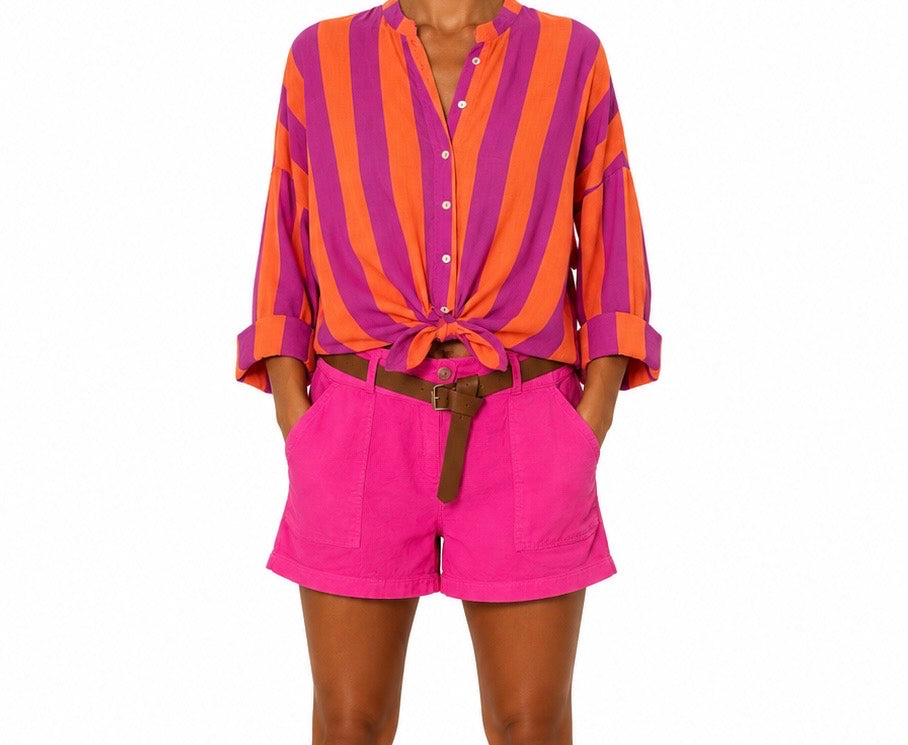 Matié camicia Blanca arancio/viola