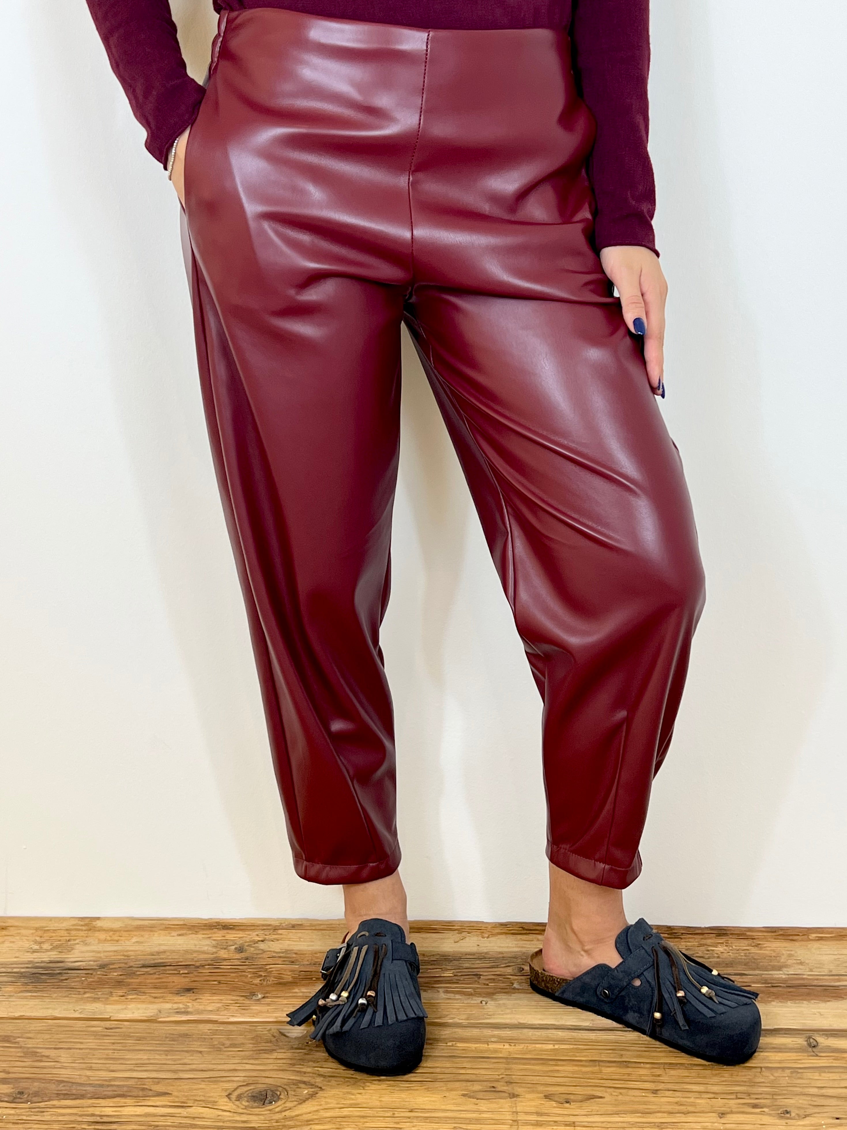 Matié pantalone ecopelle Brighton bordeaux