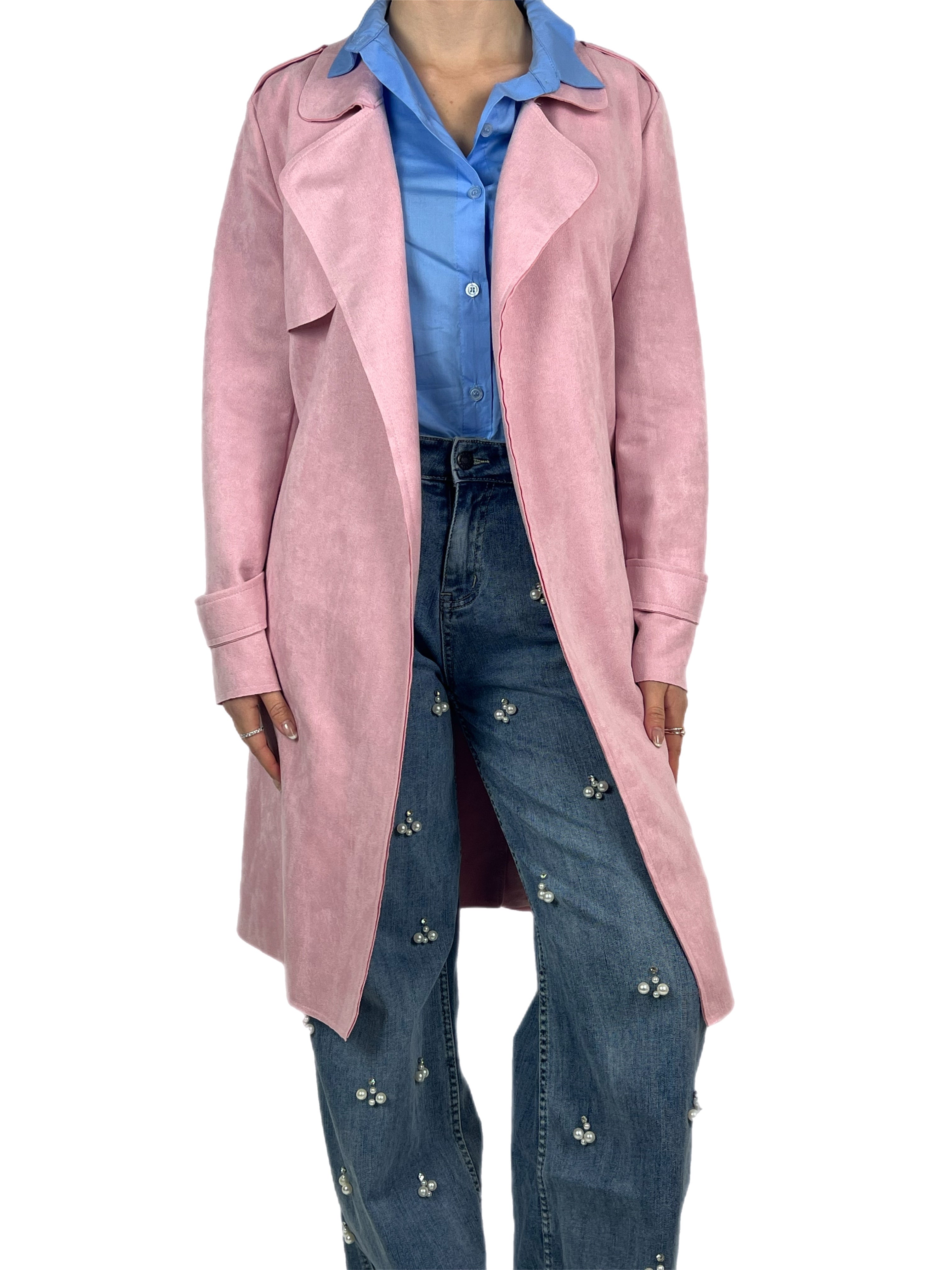 Matié trench ecocamoscio rosa
