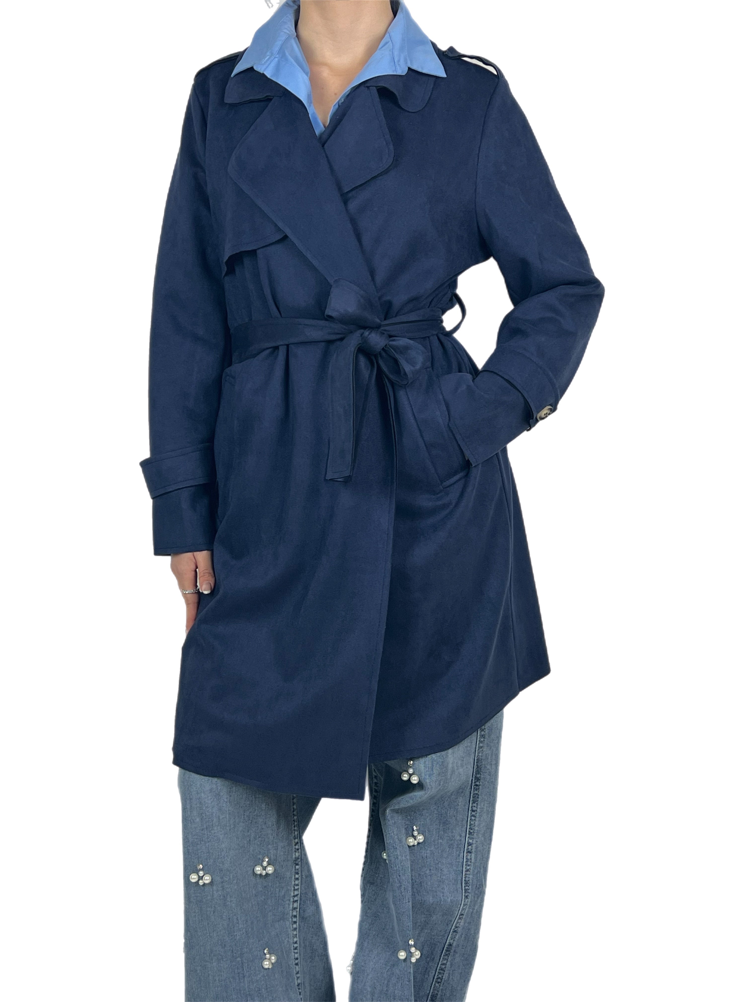 Matié trench ecocamoscio blu